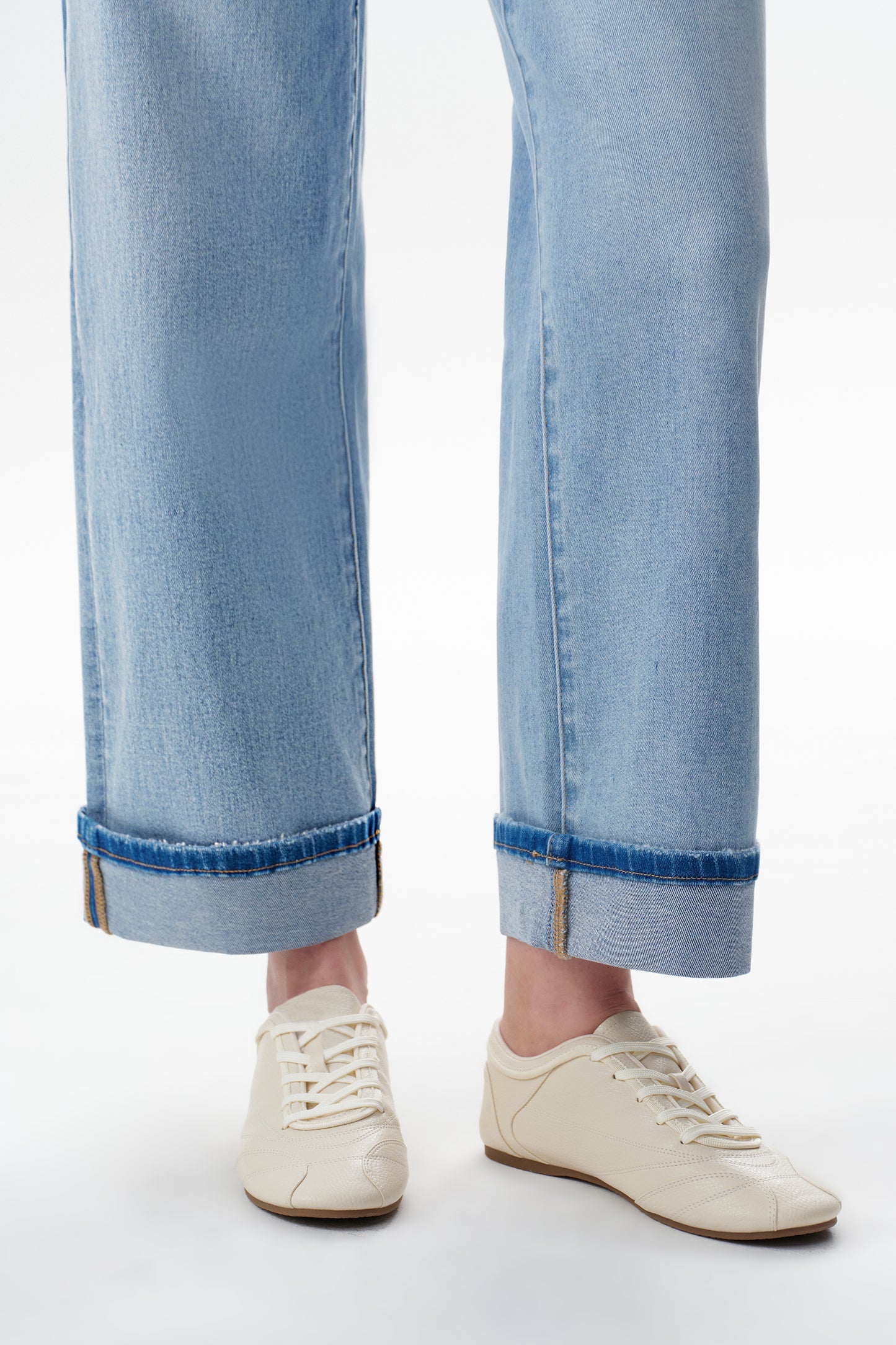 High Rise Cuffed Wide Leg Cropped Jeans ESFW620802