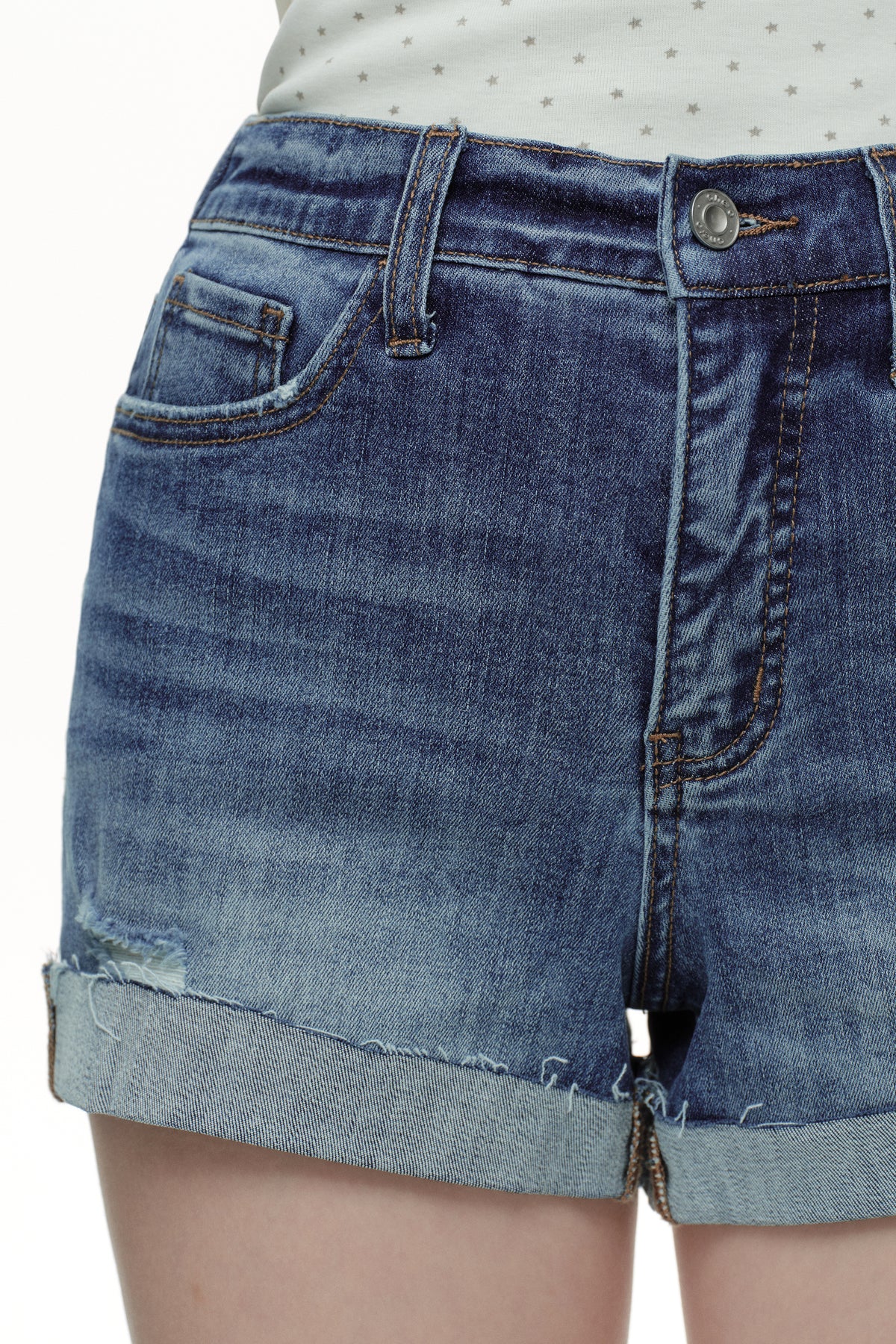 Plus Mid Rise Denim Shorts OSH6020-P