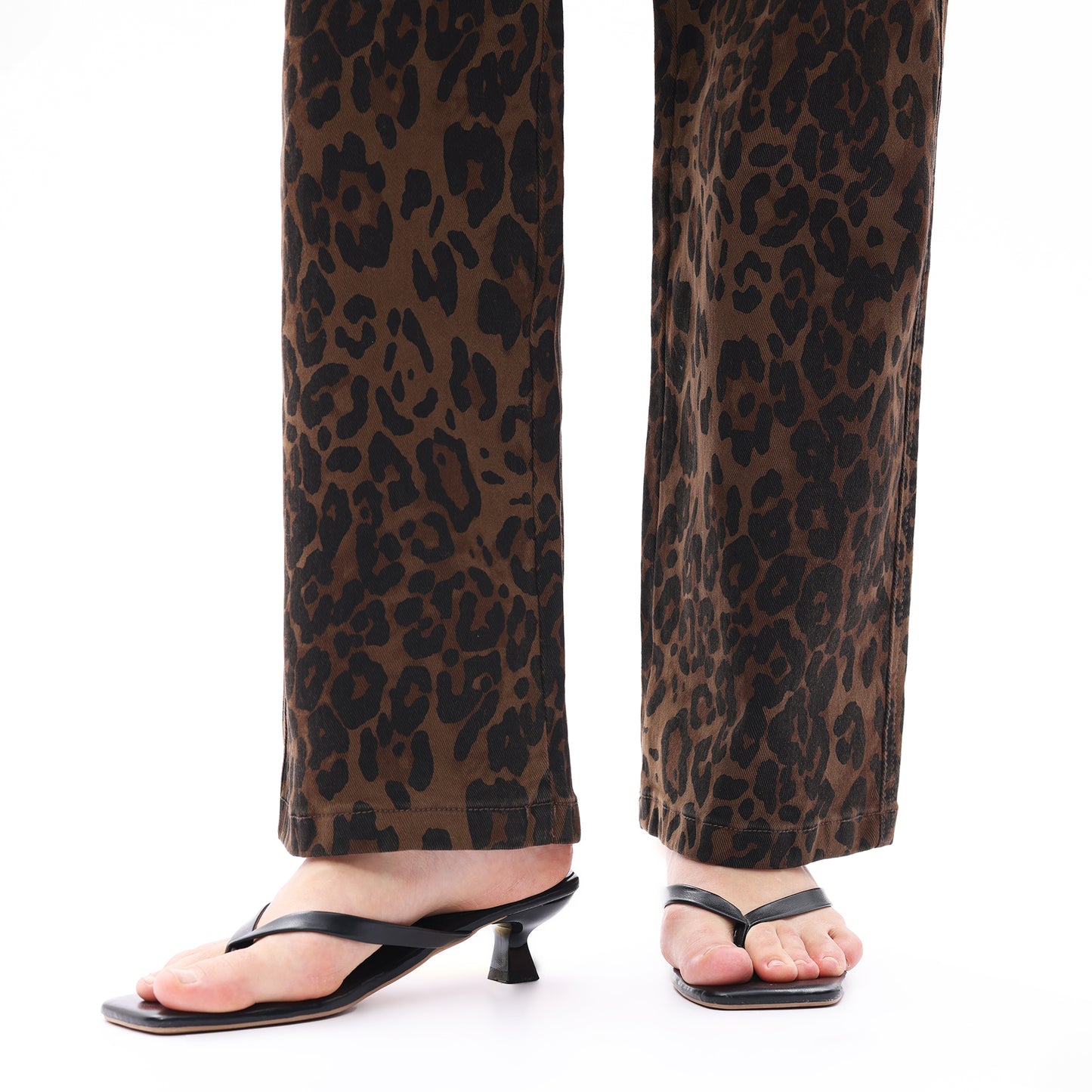 High Rise Relaxed Straight Leopard Print Pants OST5028