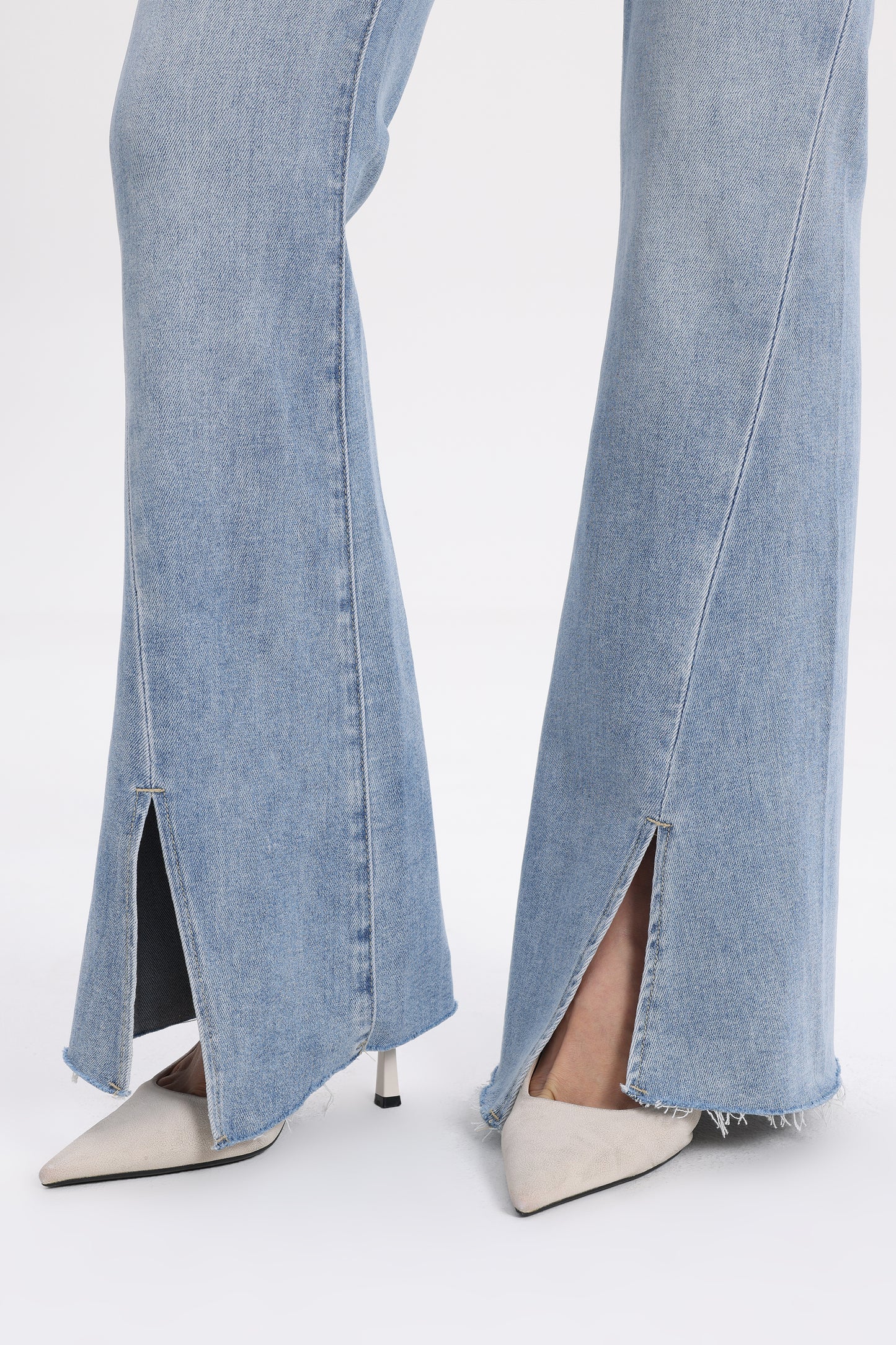 Front Hem Slit High Rise Flare Denim Jeans OSF1145EC