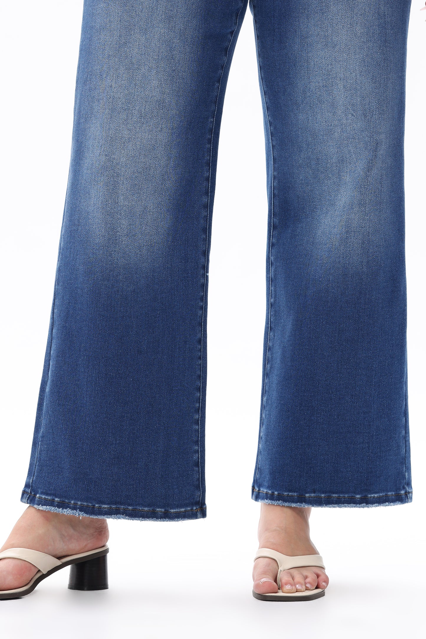 Plus Size High Rise Straight Jeans Front Patch Pockets OST5023-P