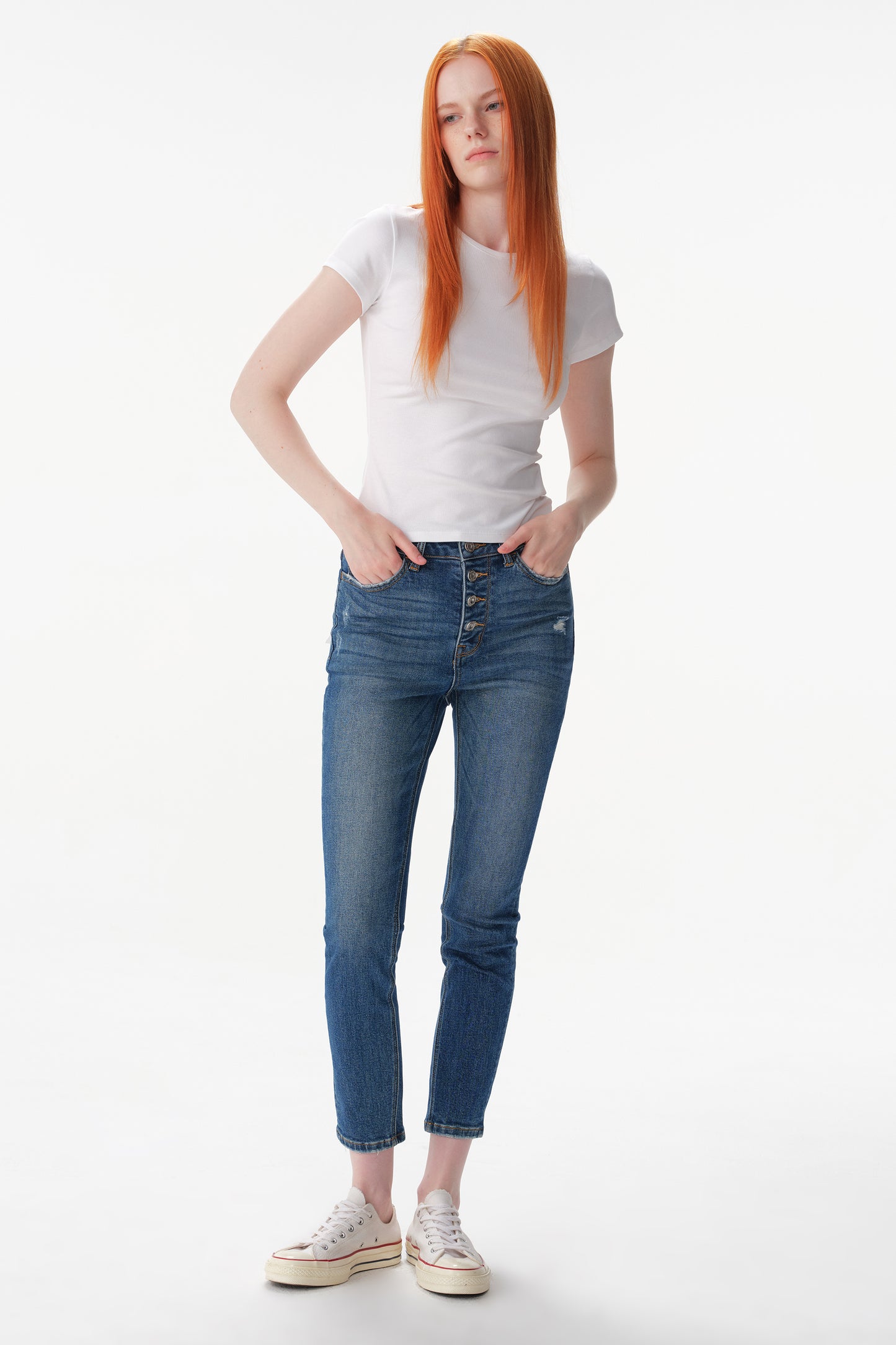 High Rise Skinny Cropped Jeans ESFS630201