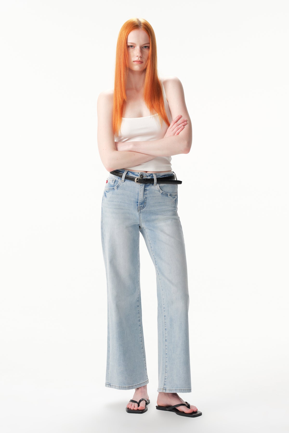 High Rise Wide Leg Ankle Jeans ESFW620806-P
