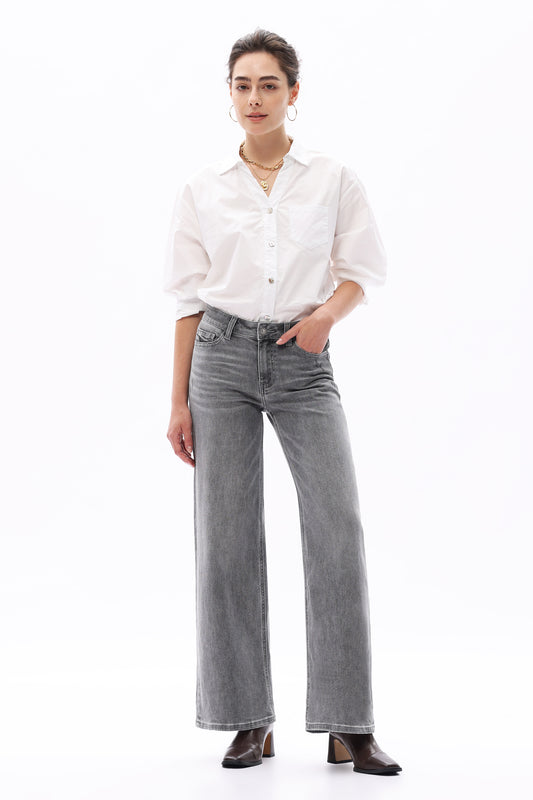 MID RISE WIDE LEG DENIM JEANS OSW8001