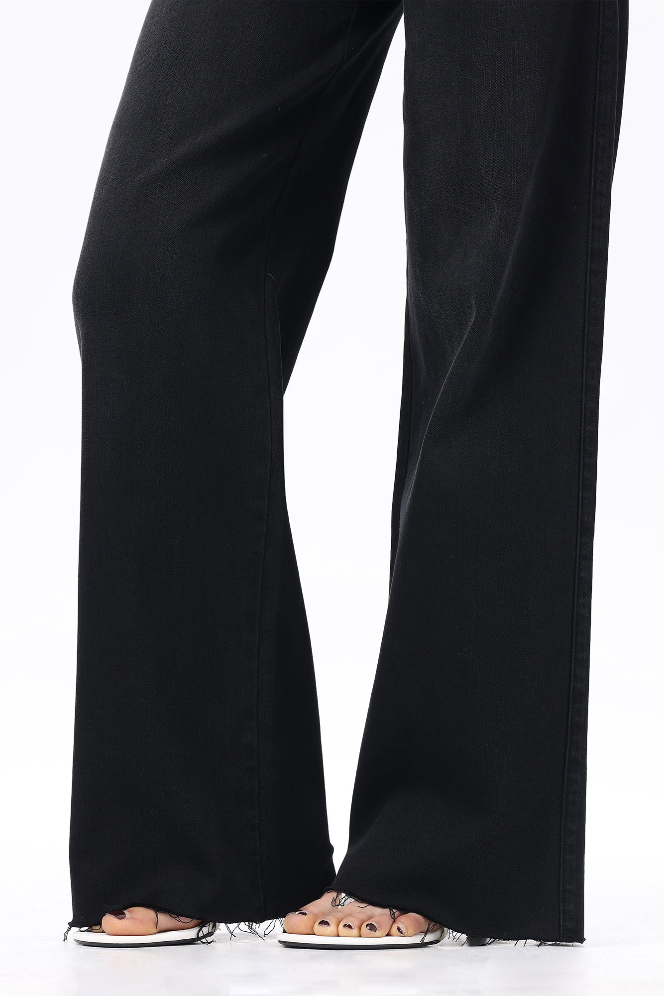 Mid Rise Wide Leg Jeans Raw Hem Vintage Denim OSW8019