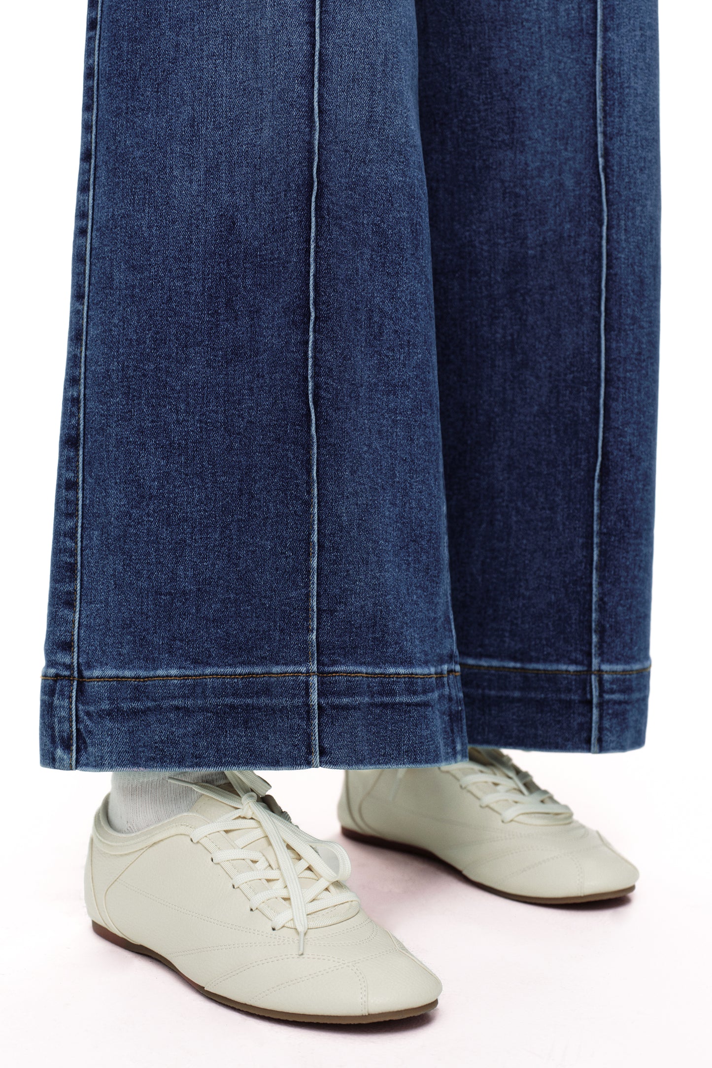 High Rise Wide Leg Denim Jeans with Front Seams OSW8025EC