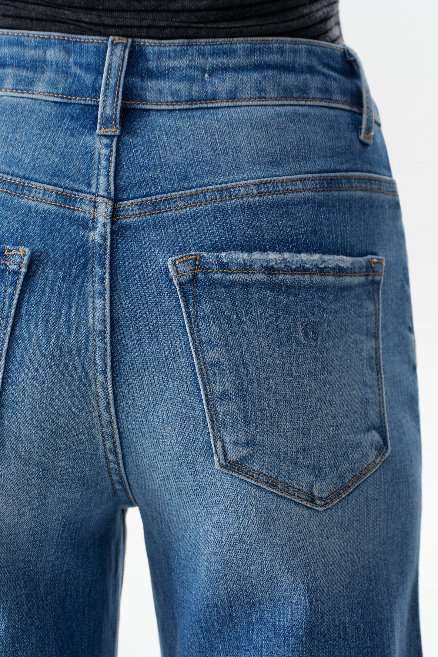 Mid High Rise Cuffed Wide Leg Ankle Jeans ESFW620808