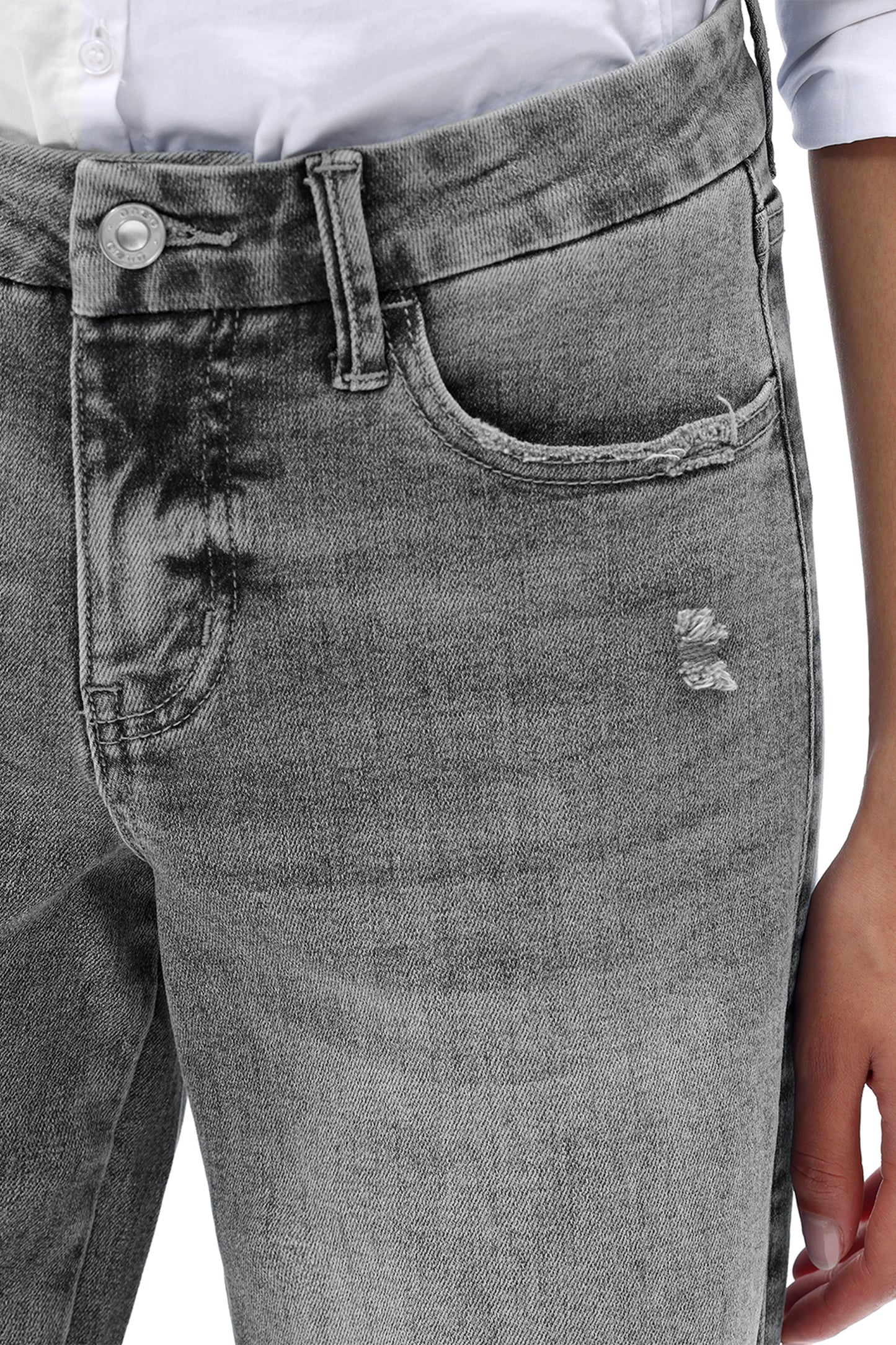 Mid Rise Wide Leg Jeans Raw Hem Vintage Denim OSW8019