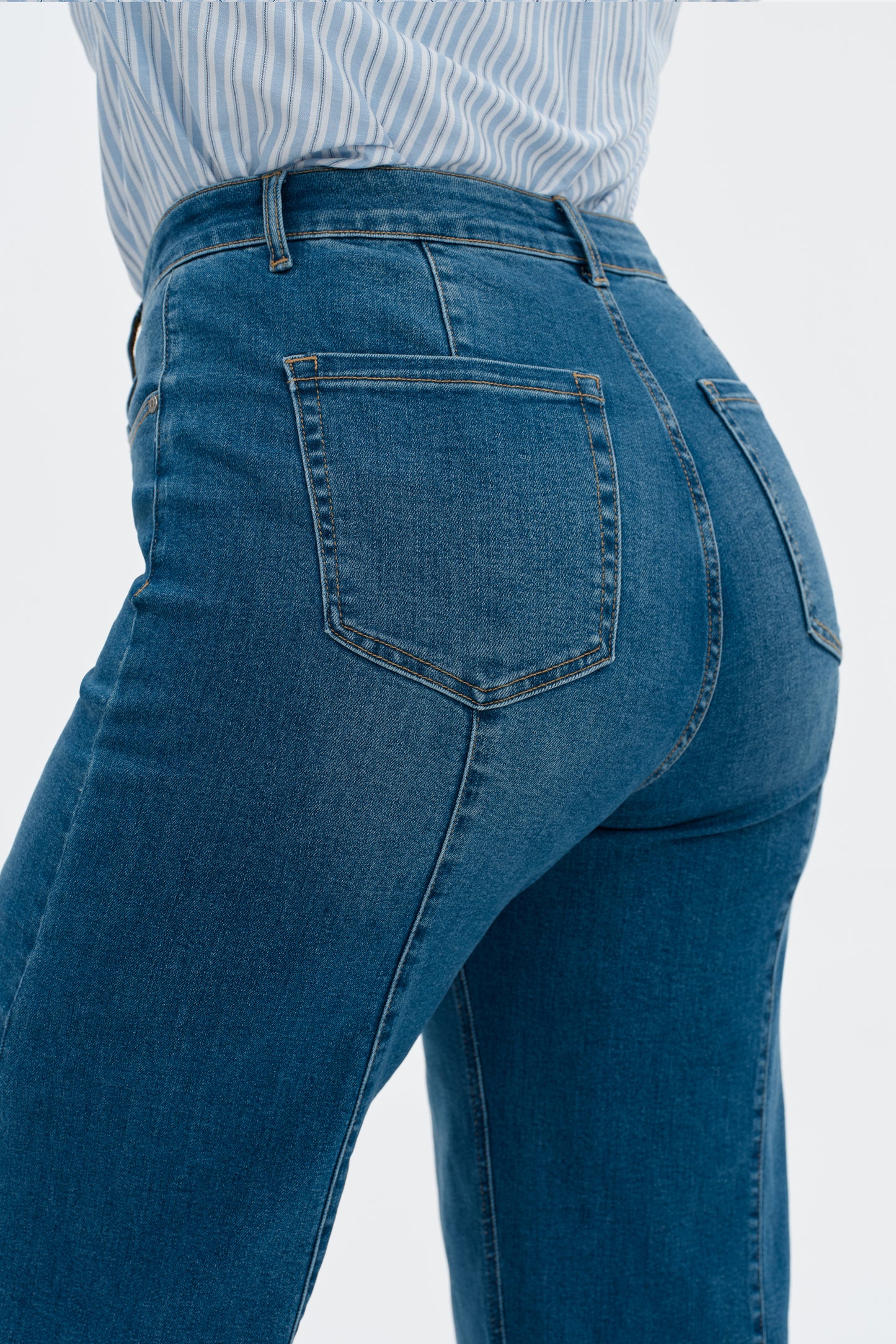 Plus High Rise Wide Leg Denim Jeans OSW8032EC-P