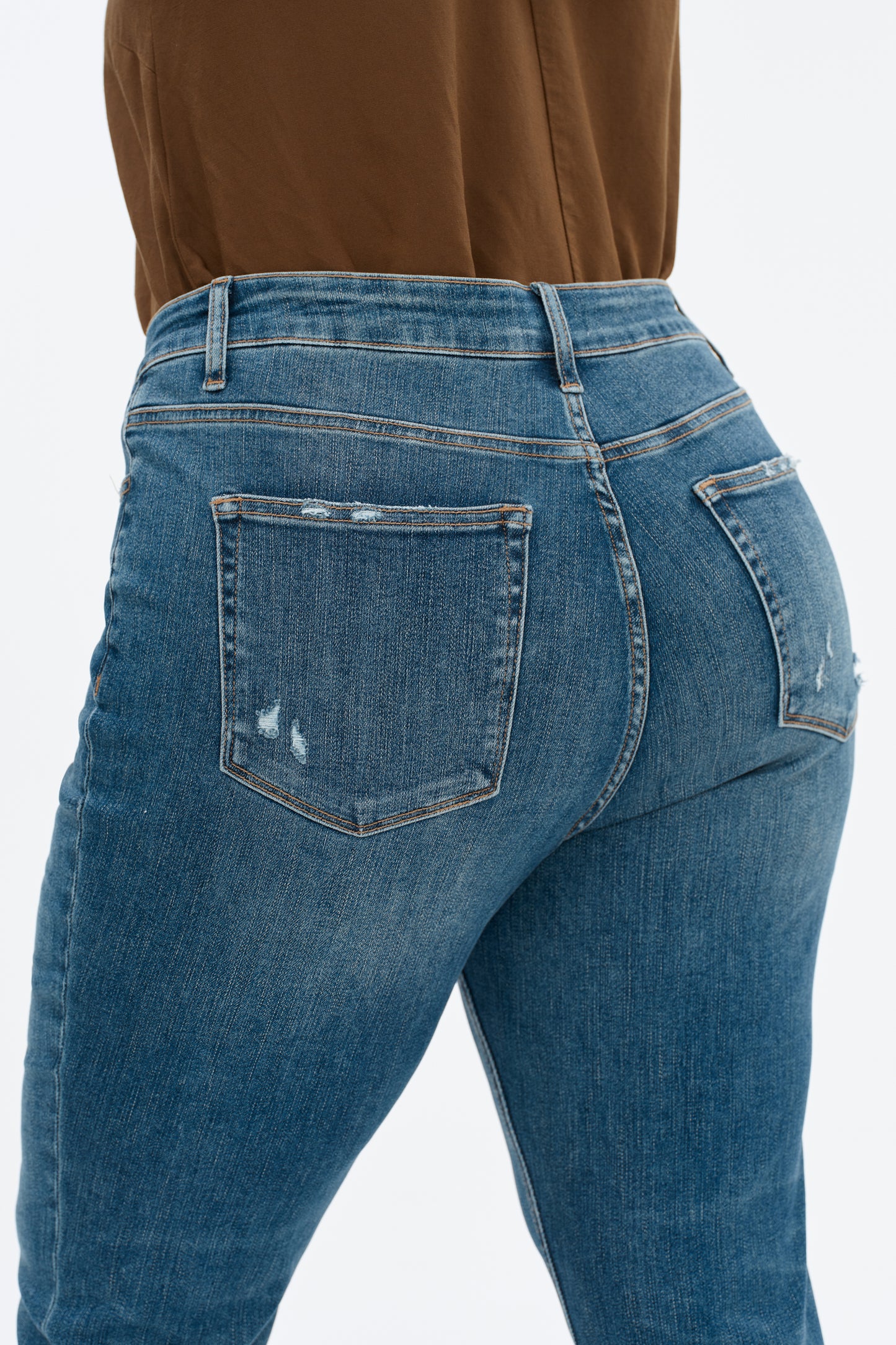 Plue Size Mid Rise Straight Denim Jeans OSTM5001EC-P