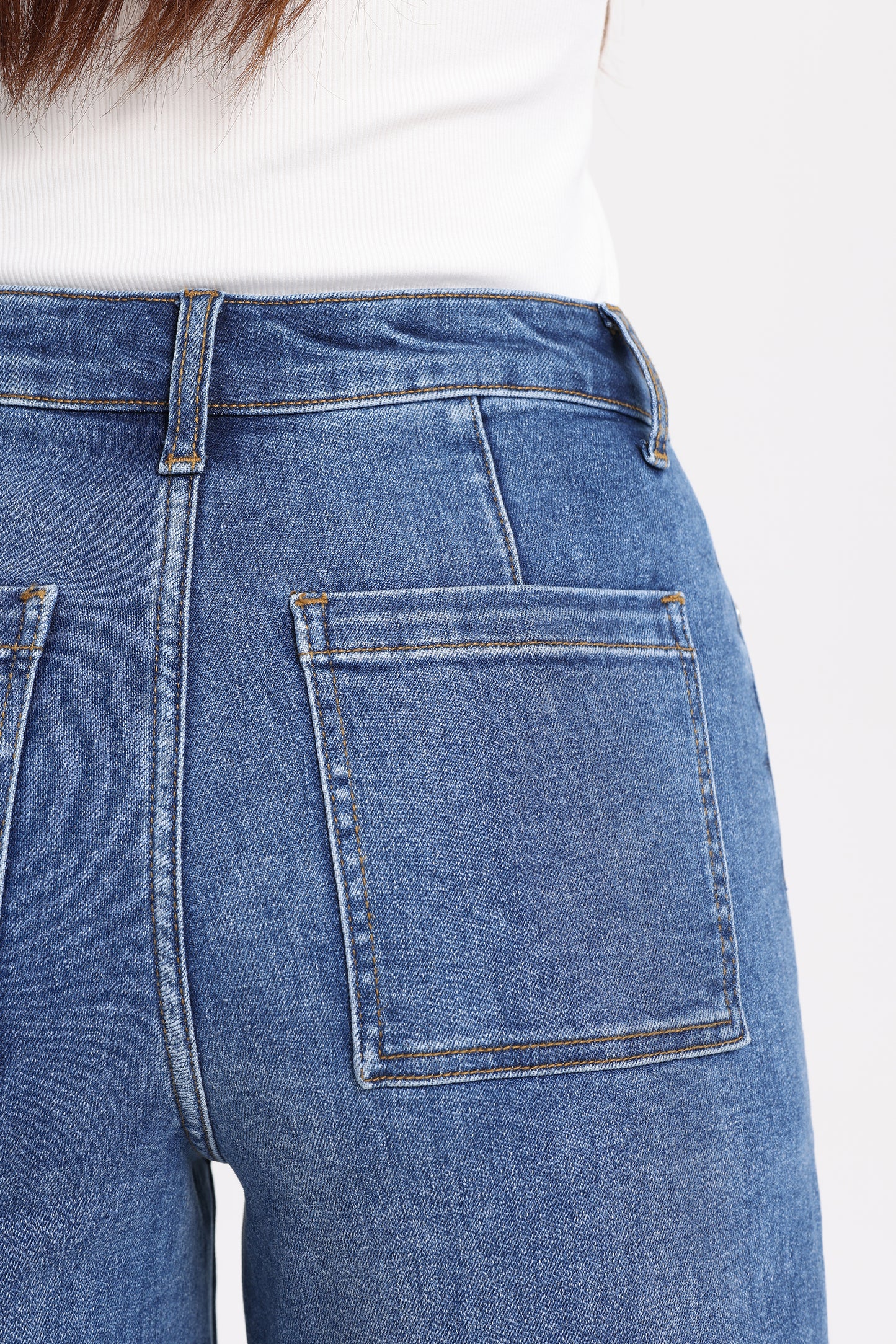 High Rise Wide Leg Denim Jeans with  Front Seams OSW8025EC