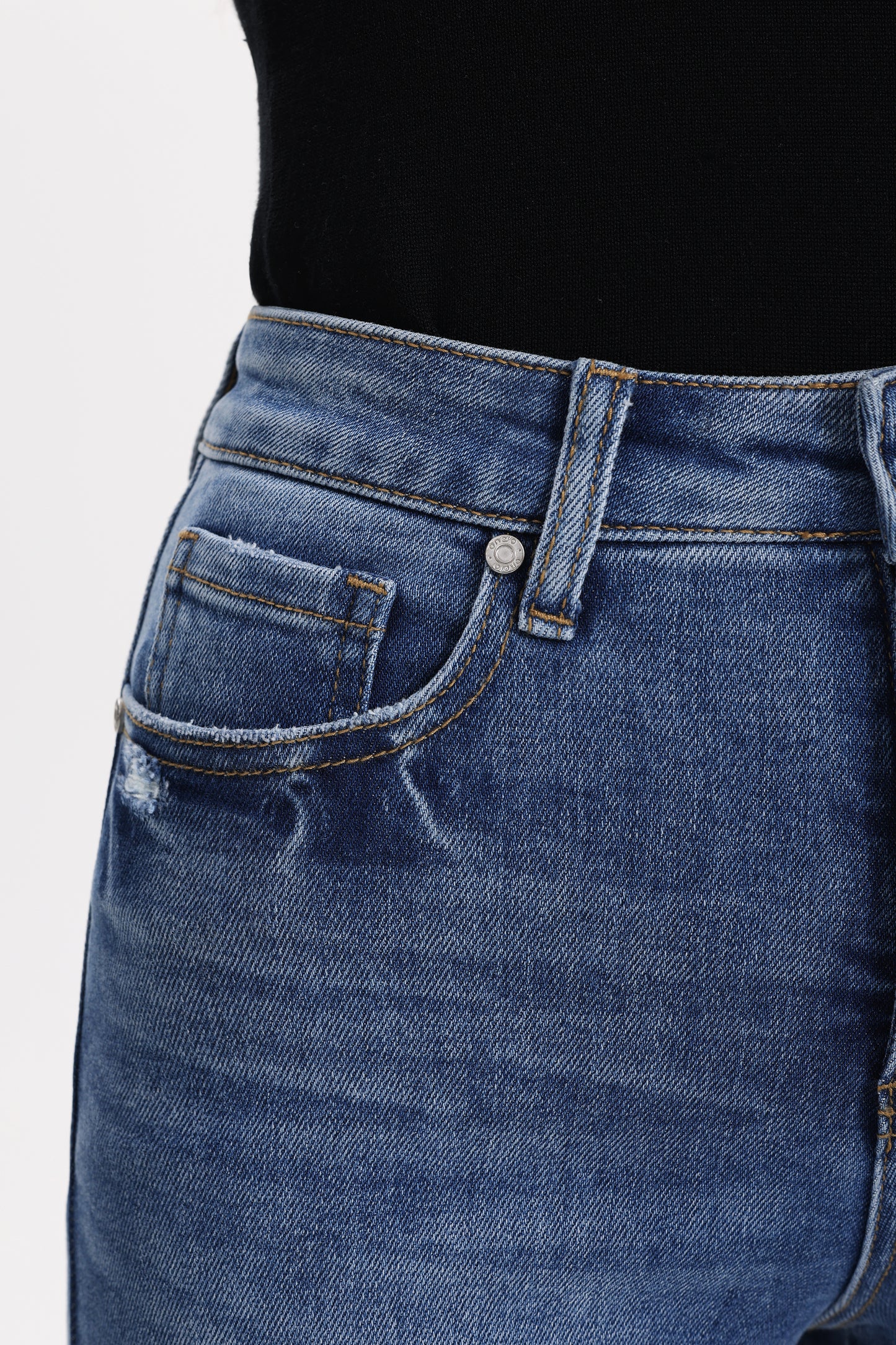 Distressed Mid Rise Wide Leg Denim Jeans OSW8028EC