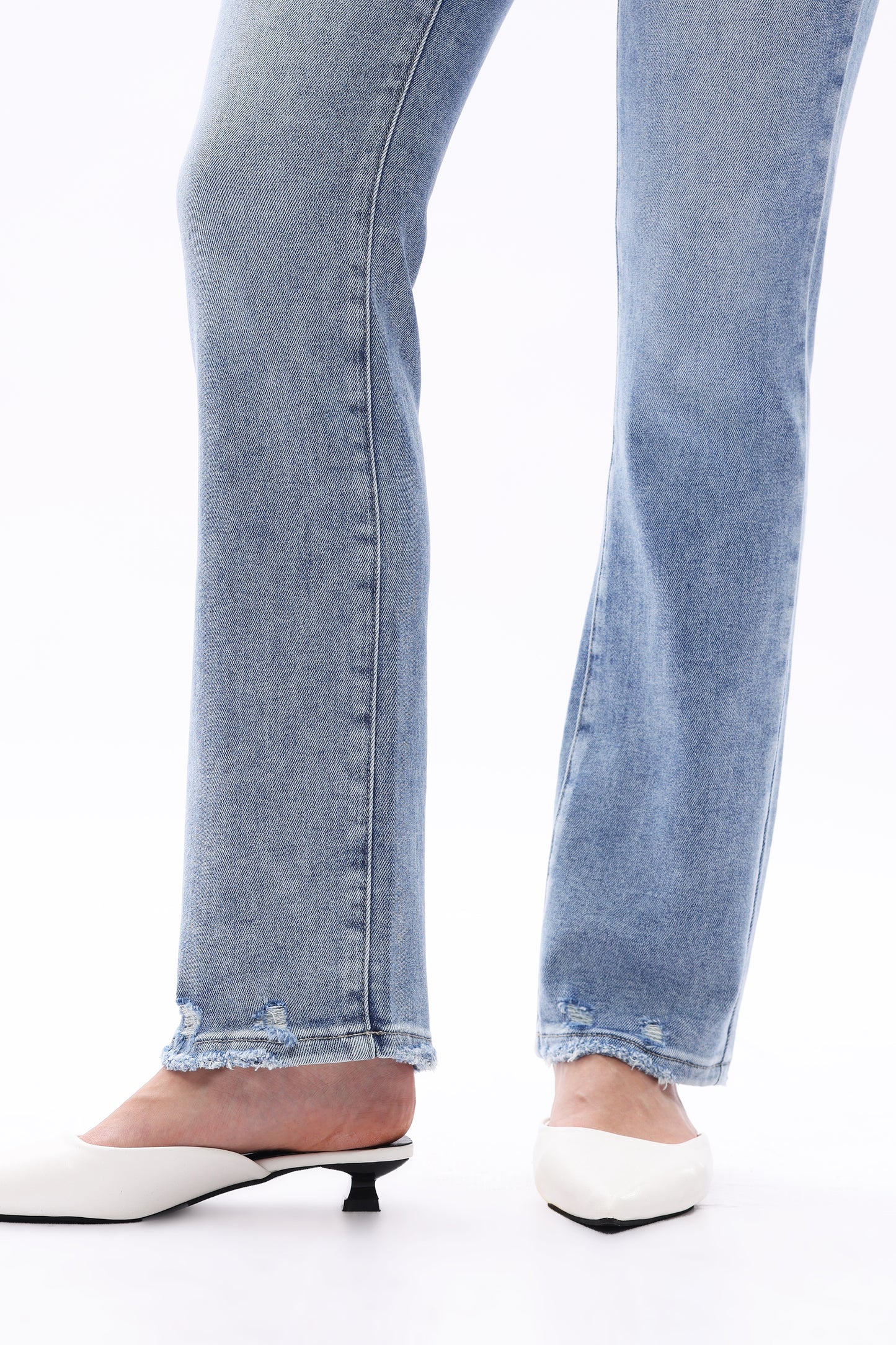 High Rise Straight Leg  Distressed Jeans OST5027