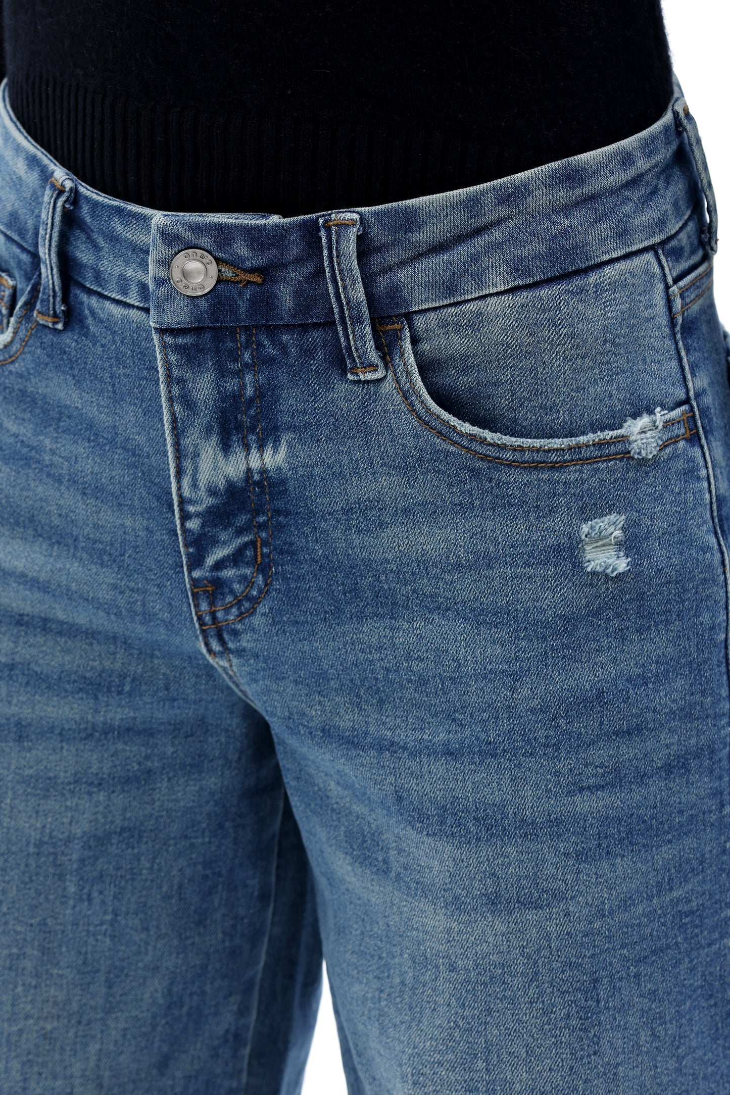 Mid Rise Wide Leg Jeans Raw Hem Vintage Denim OSW8019