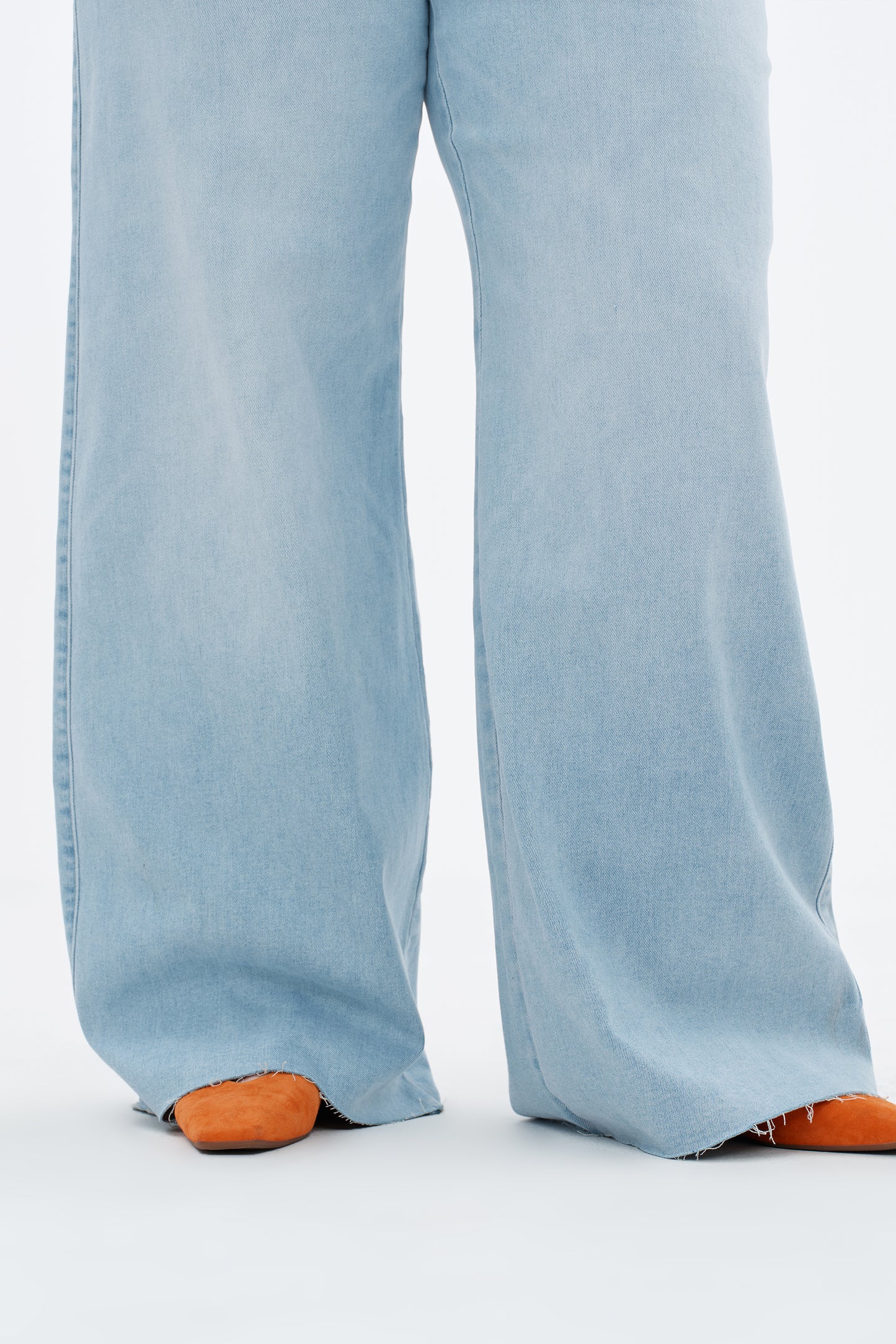 Plus Size Mid Rise Wide Leg Jeans Raw Hem Vintage OSW8019-P