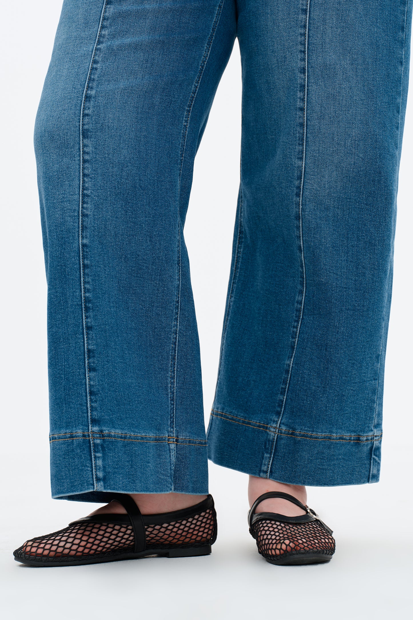 Plus High Rise Wide Leg Denim Jeans OSW8032EC-P