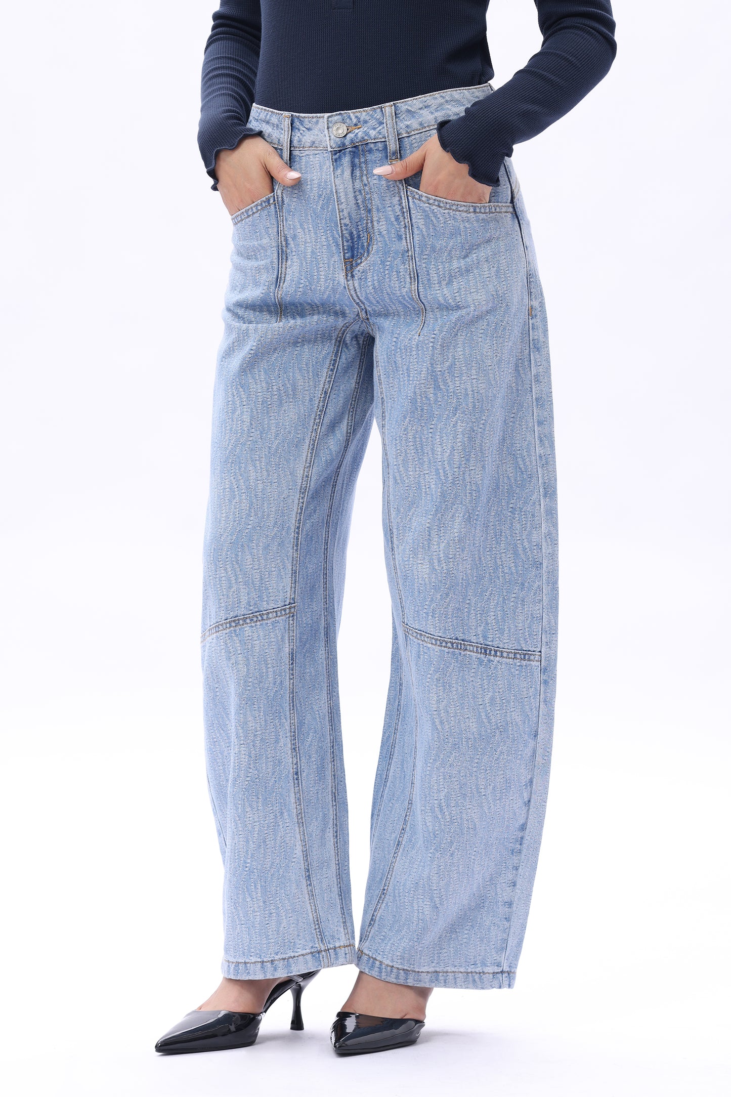 Baggy Relaxed High Rise Barrel Ankle Jeans OSOX014
