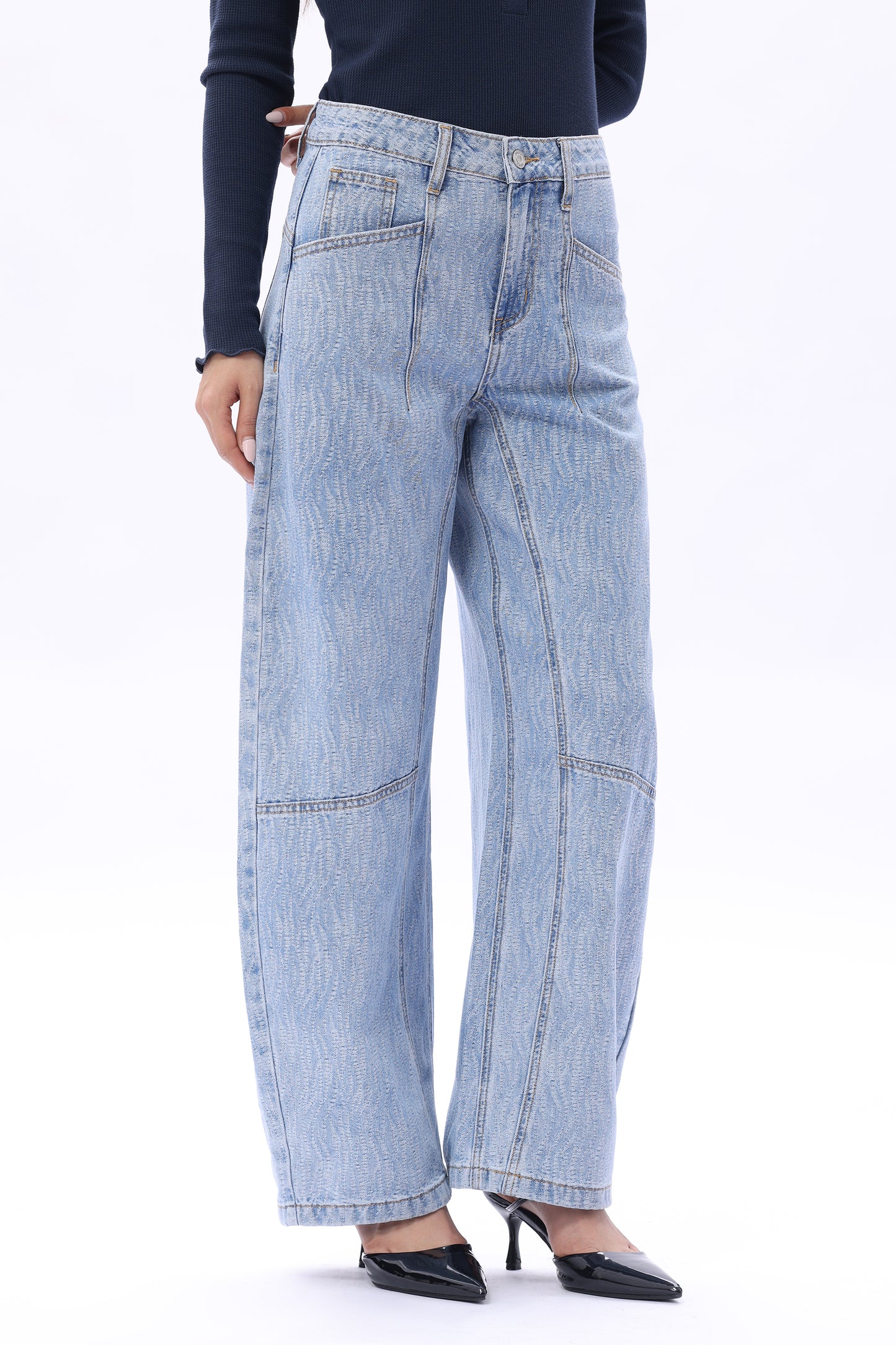 Baggy Relaxed High Rise Barrel Ankle Jeans OSOX014