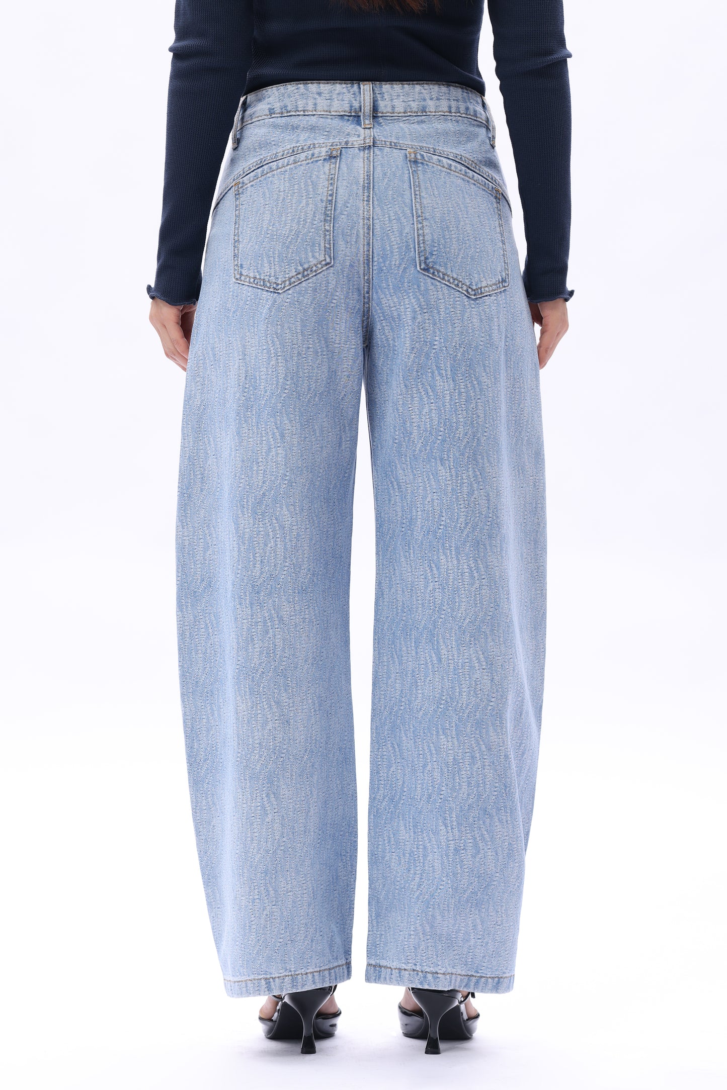 Baggy Relaxed High Rise Barrel Ankle Jeans OSOX014