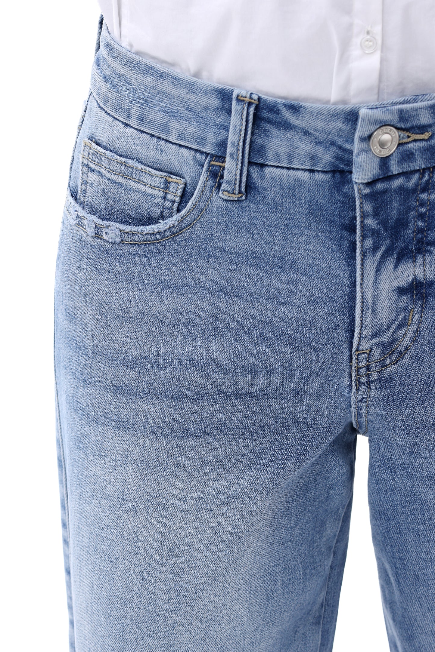 Mid Rise Wide Leg Jeans Raw Hem Vintage Denim OSW8019