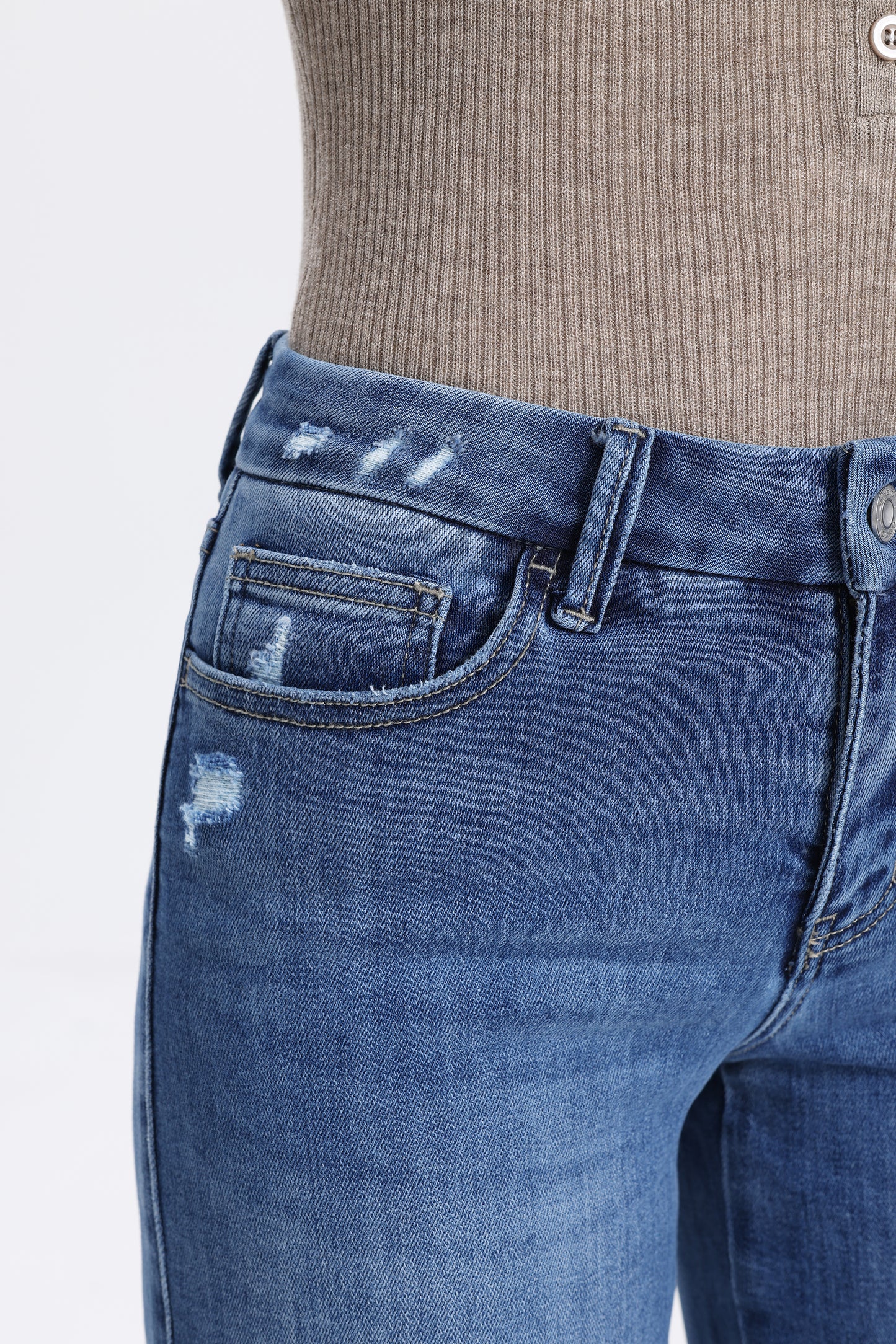 Mid Rise Wide Leg Petite Denim Jeans OSW8019-SP