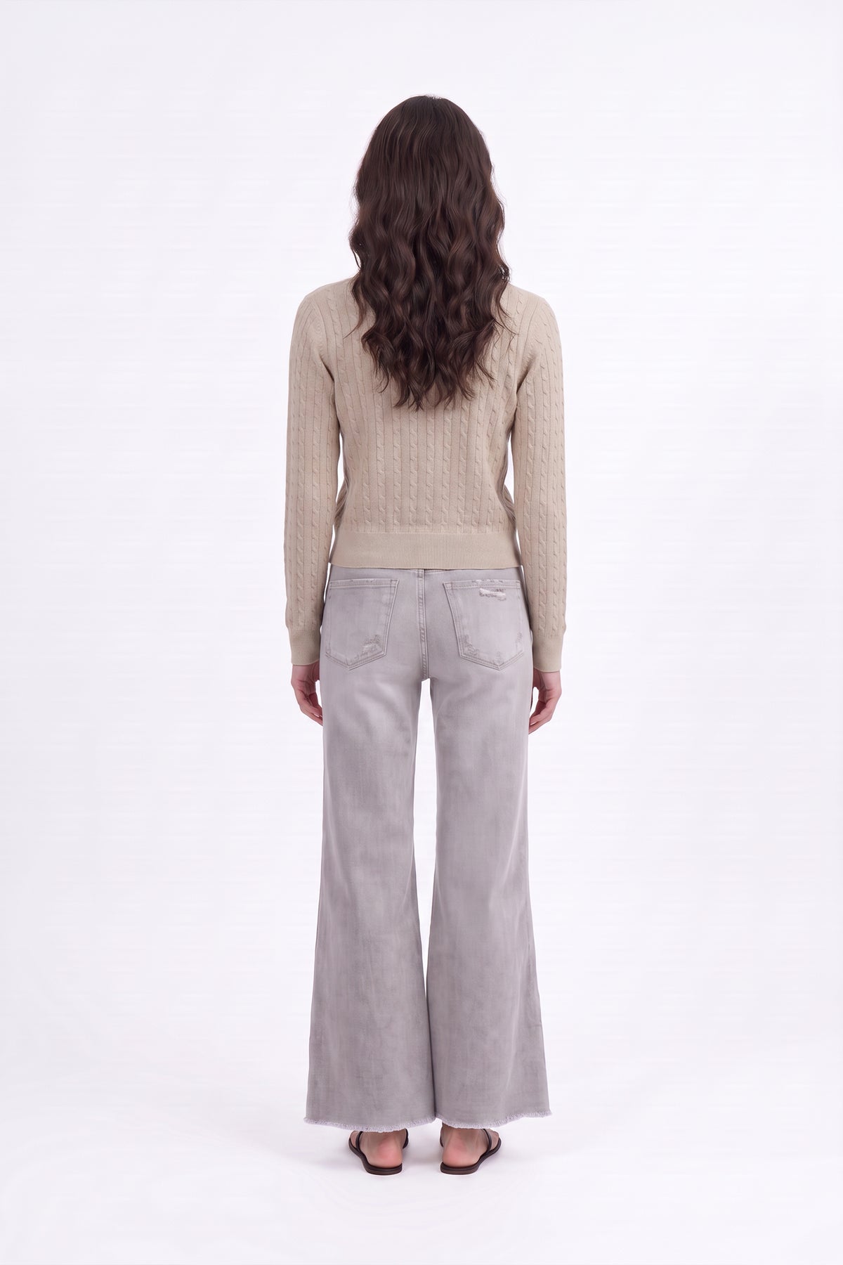 MID HIGH RISE SUPER FLARED WIDE LEG ANKLE JEANS ESFW620804