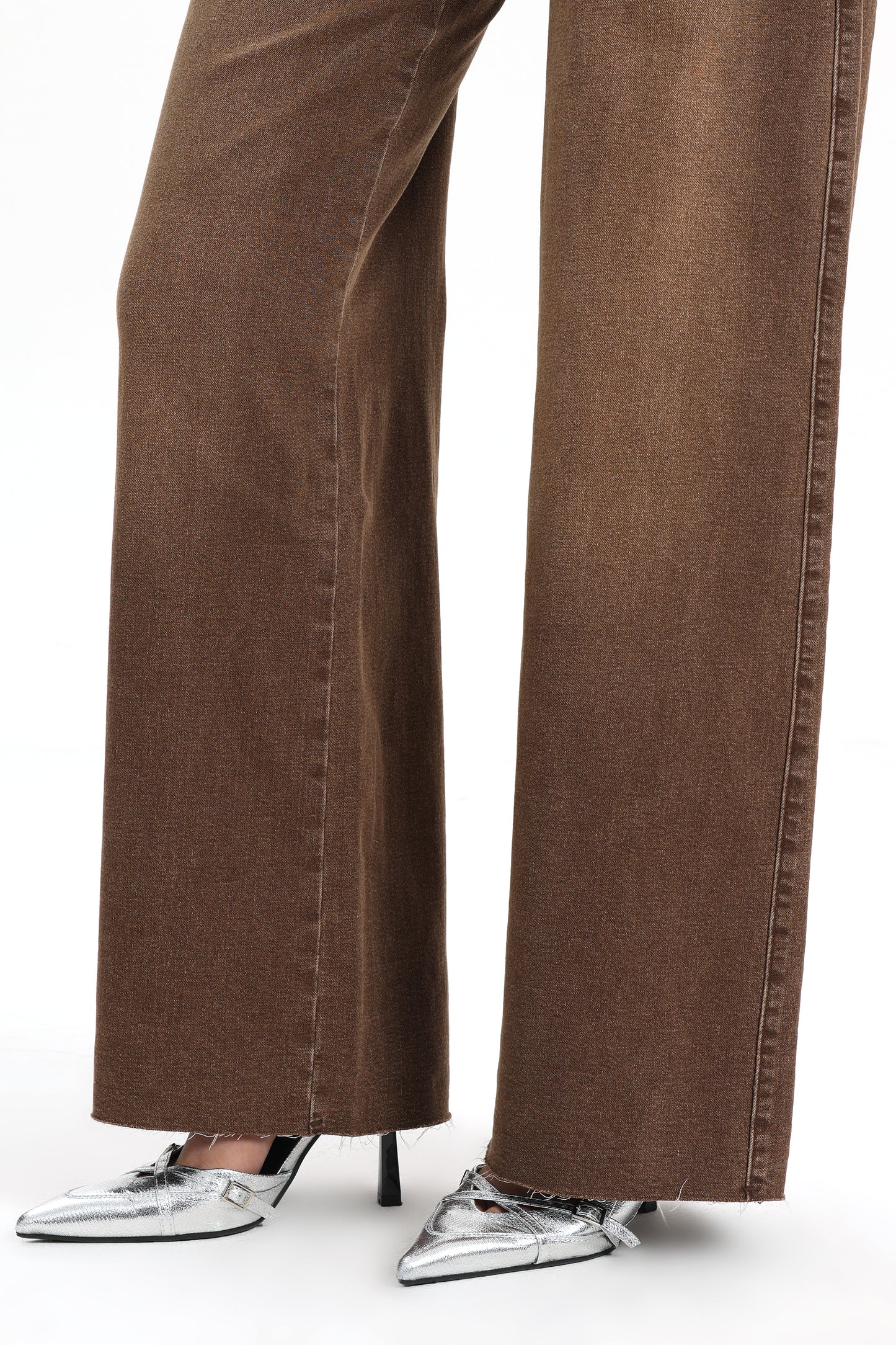 Mid Rise Wide Leg Jeans Raw Hem Vintage Denim OSW8019