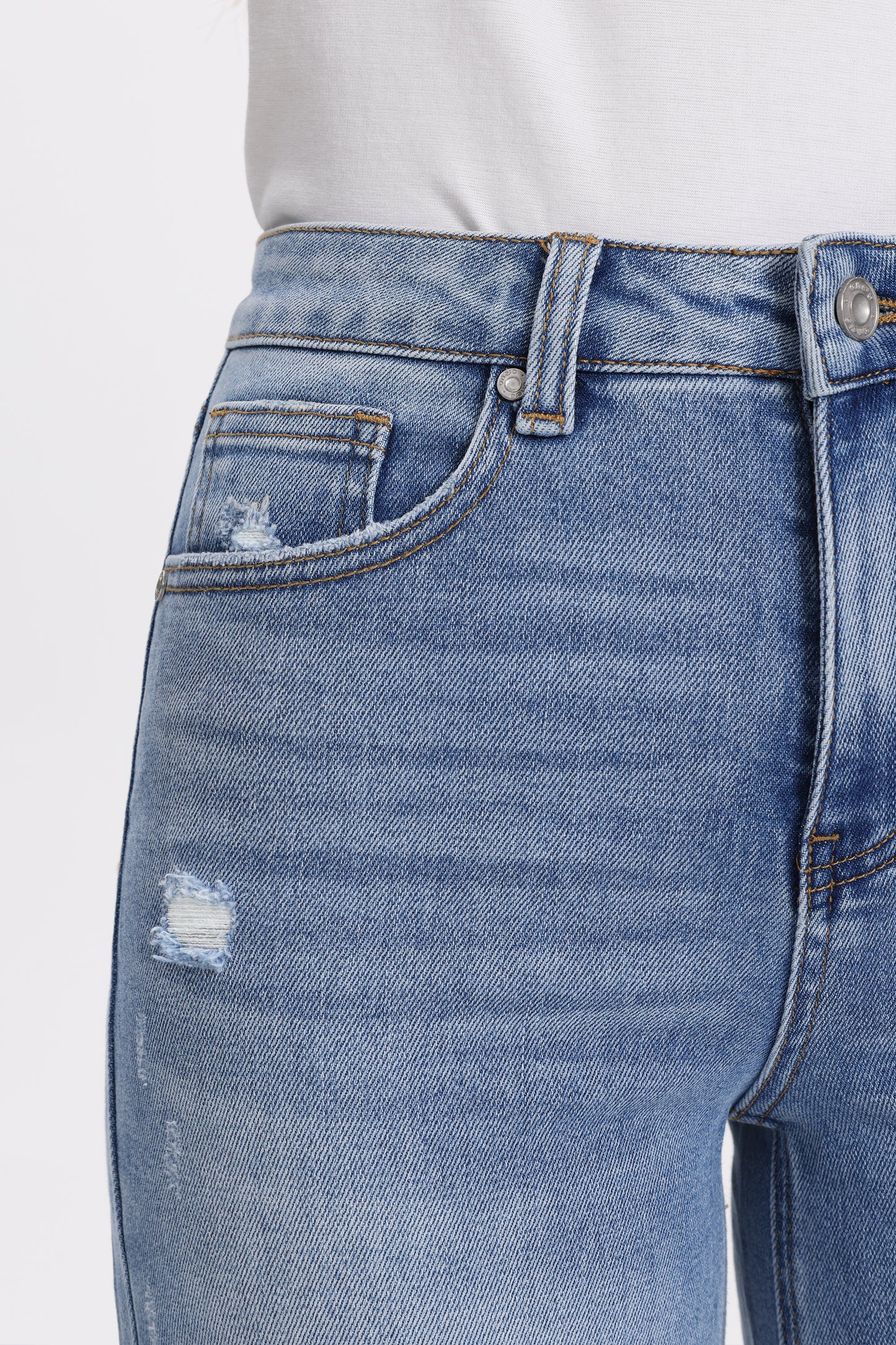 Front Hem Slit High Rise Flare Denim Jeans OSF1145EC
