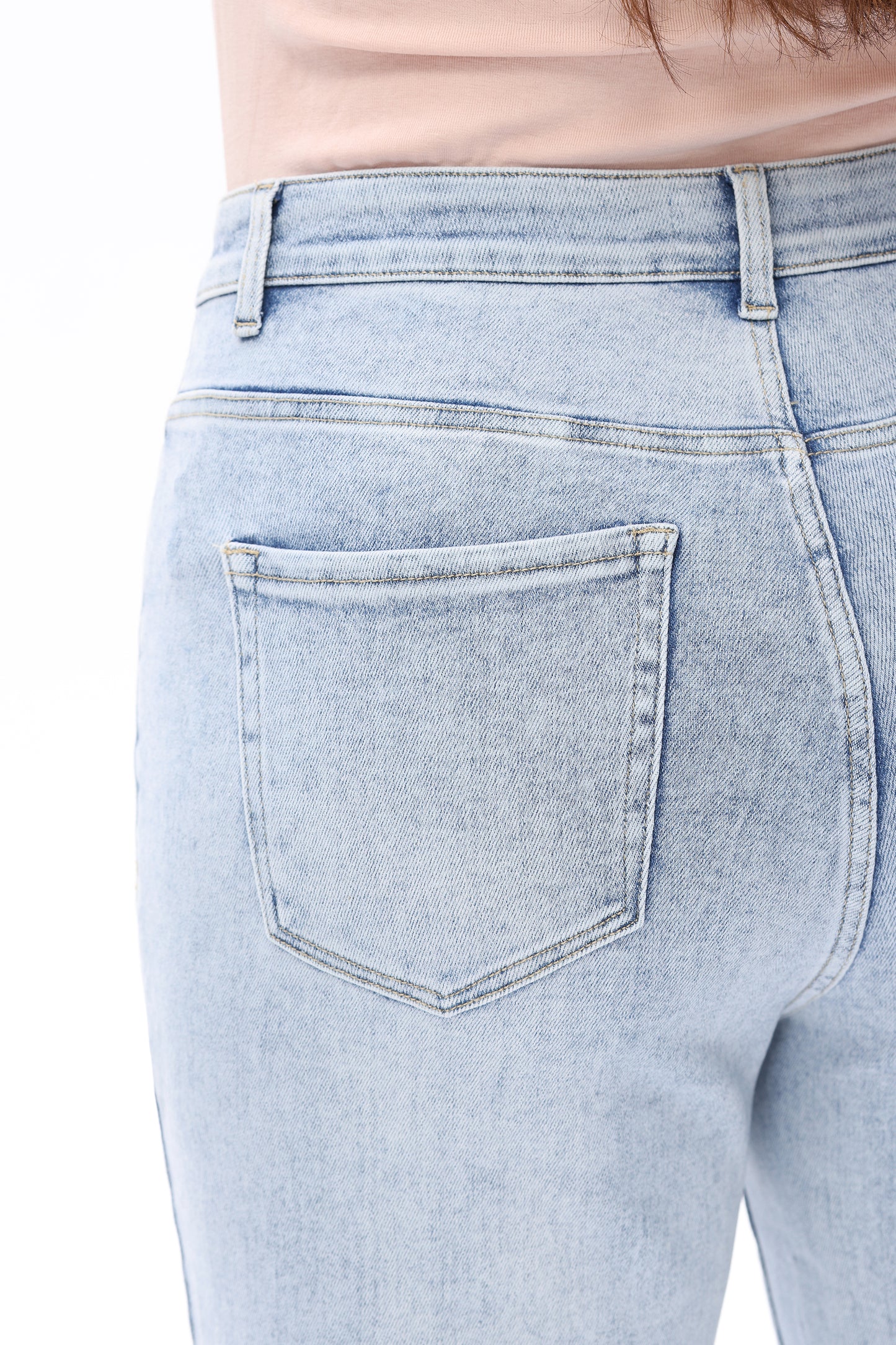 Plus Size High Rise Straight Jeans Front Patch Pockets OST5023-P