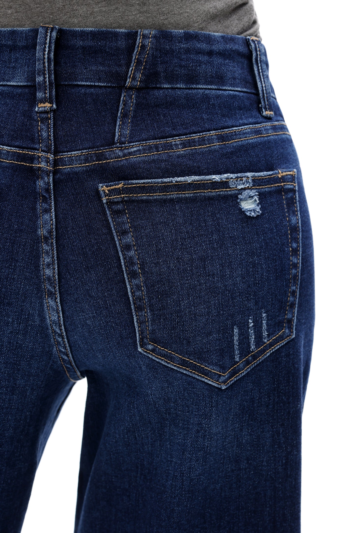 Mid Rise Wide Leg Jeans Raw Hem Vintage Denim OSW8019