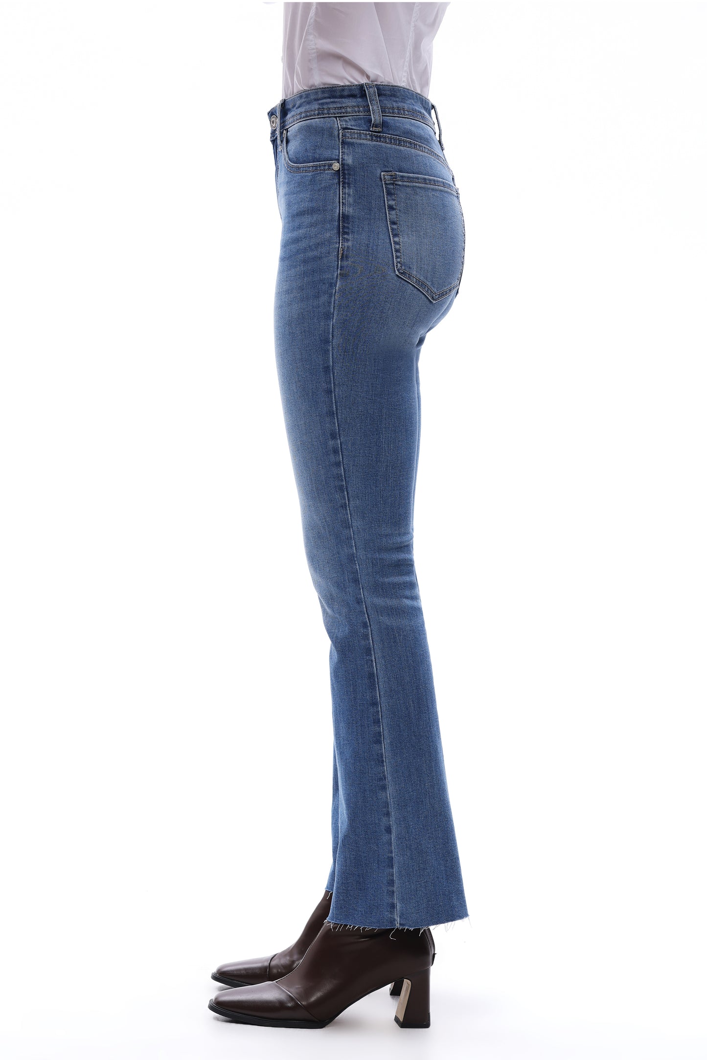 MID RISE BOOTCUT ANKLE DENIM JEANS OSF1138 MDEIUM BLUE