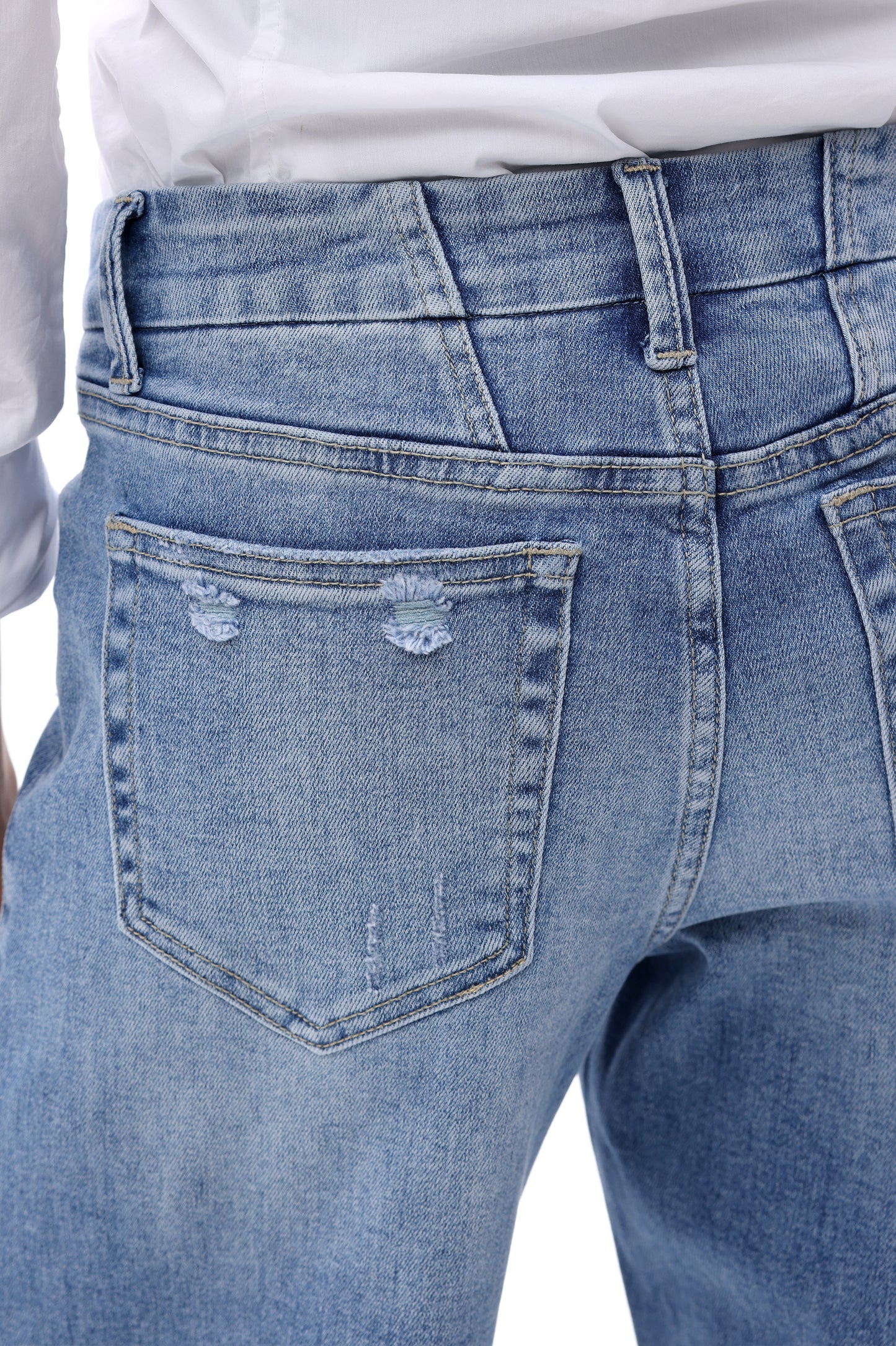 Mid Rise Wide Leg Jeans Raw Hem Vintage Denim OSW8019