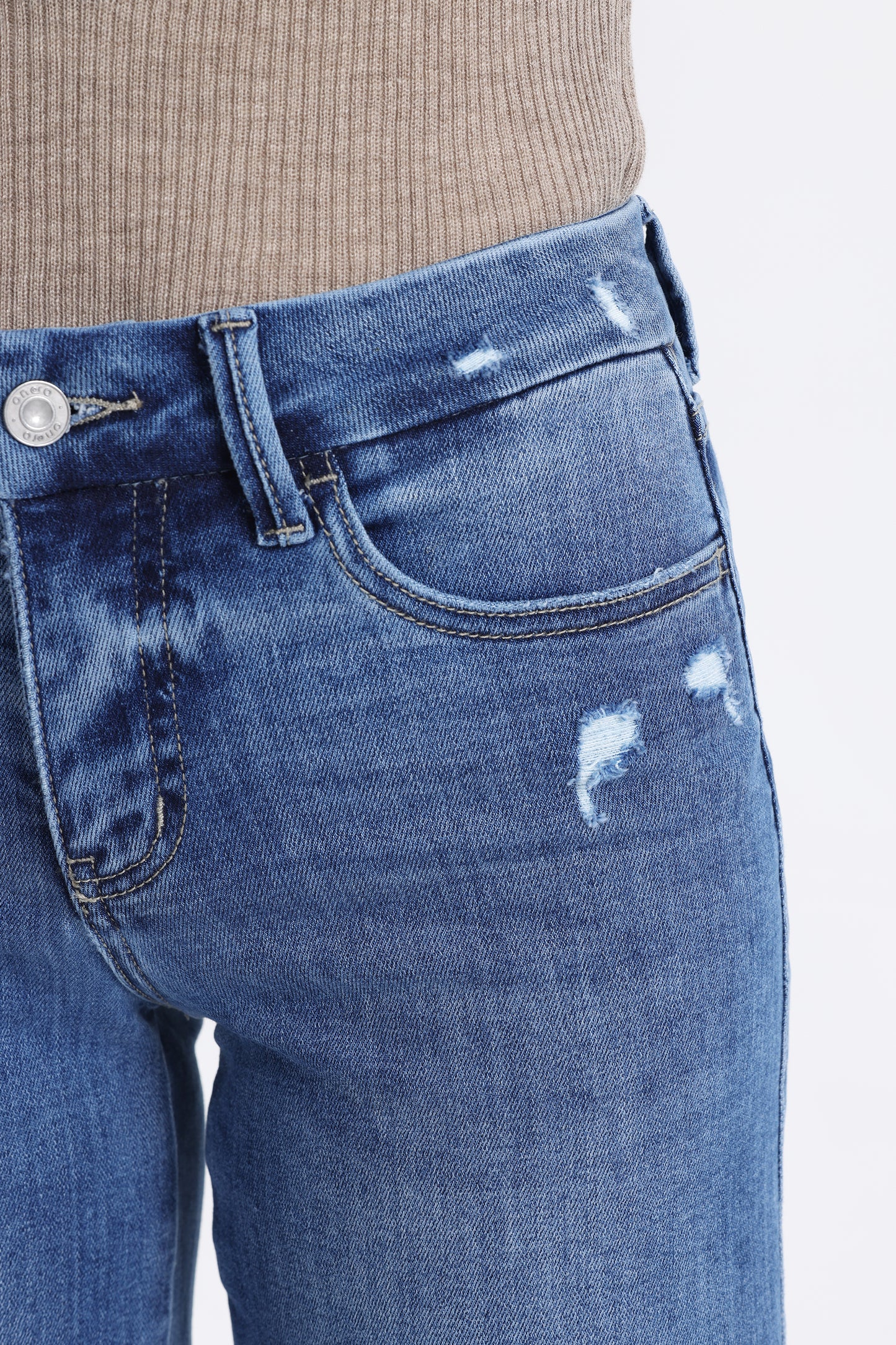 Mid Rise Wide Leg Petite Denim Jeans OSW8019-SP
