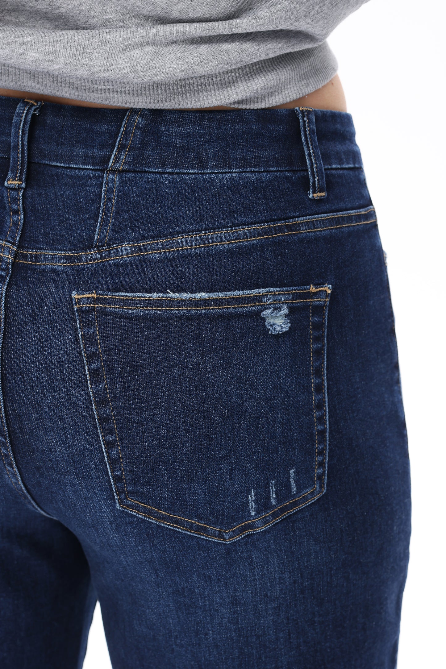 MID RISE WIDE LEG JEANS RAW HEM VINTAGE DENIM OSW8019-P