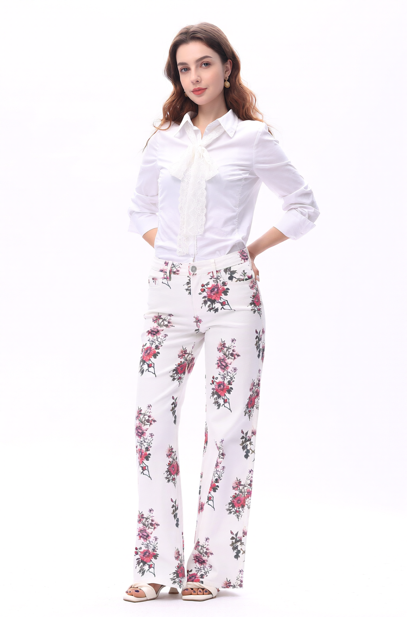 Mid Rise Wide Leg Jeans Raw Hem Vintage Denim OSW8019