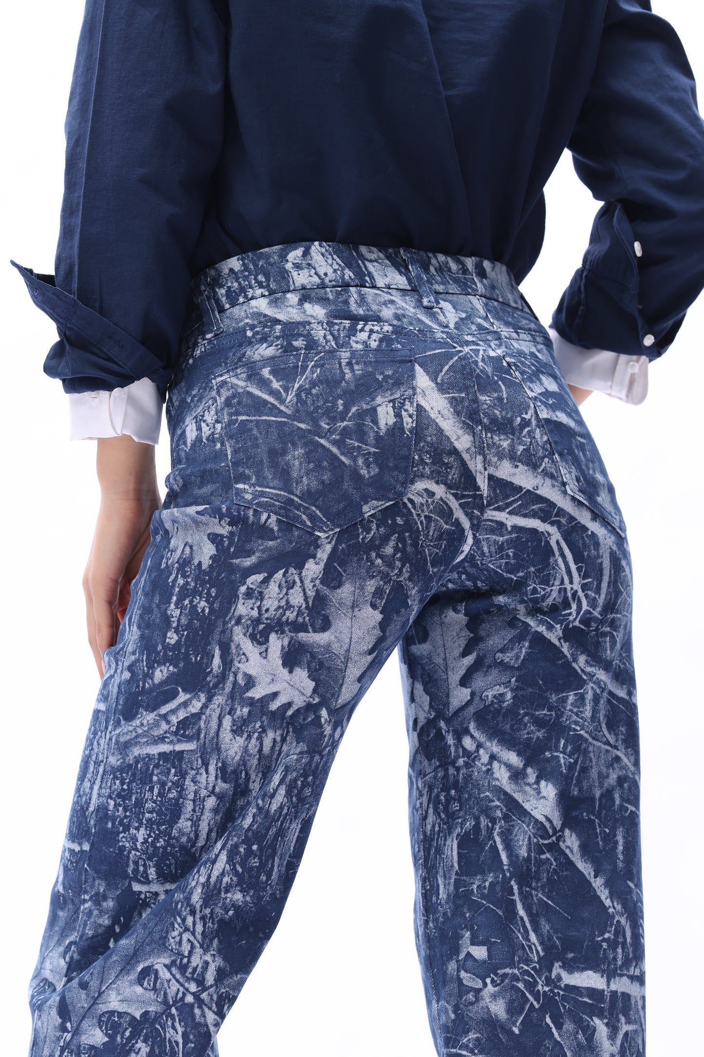 Mid Rise Wide Leg Jeans Raw Hem Vintage Denim OSW8019