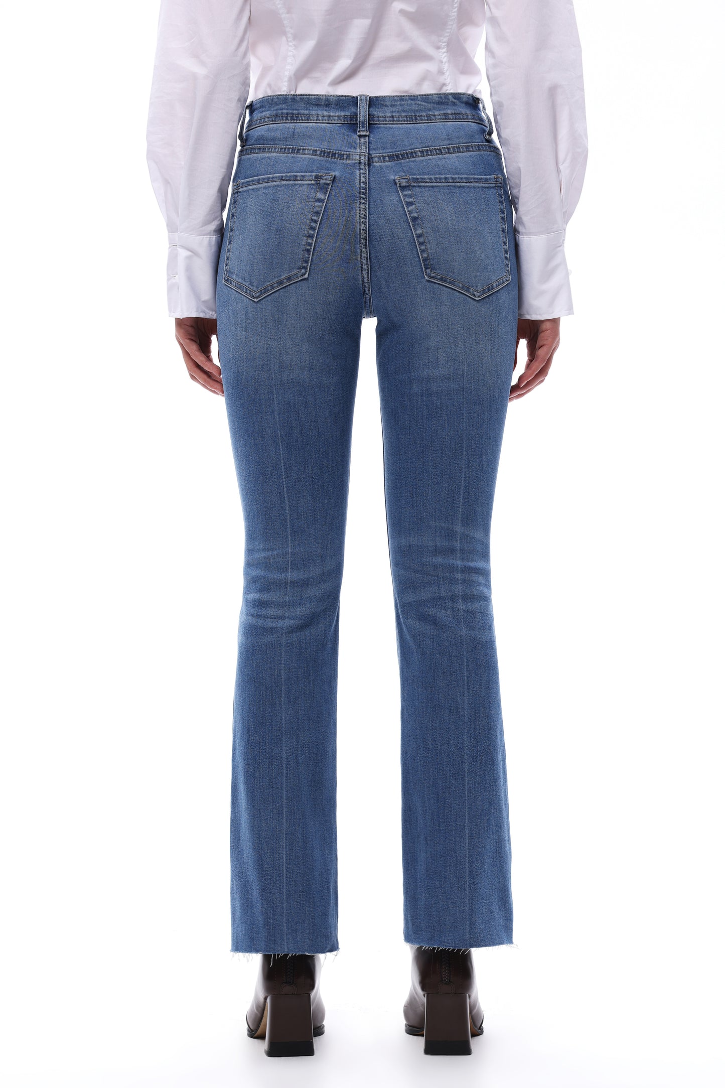 MID RISE BOOTCUT ANKLE DENIM JEANS OSF1138 MDEIUM BLUE