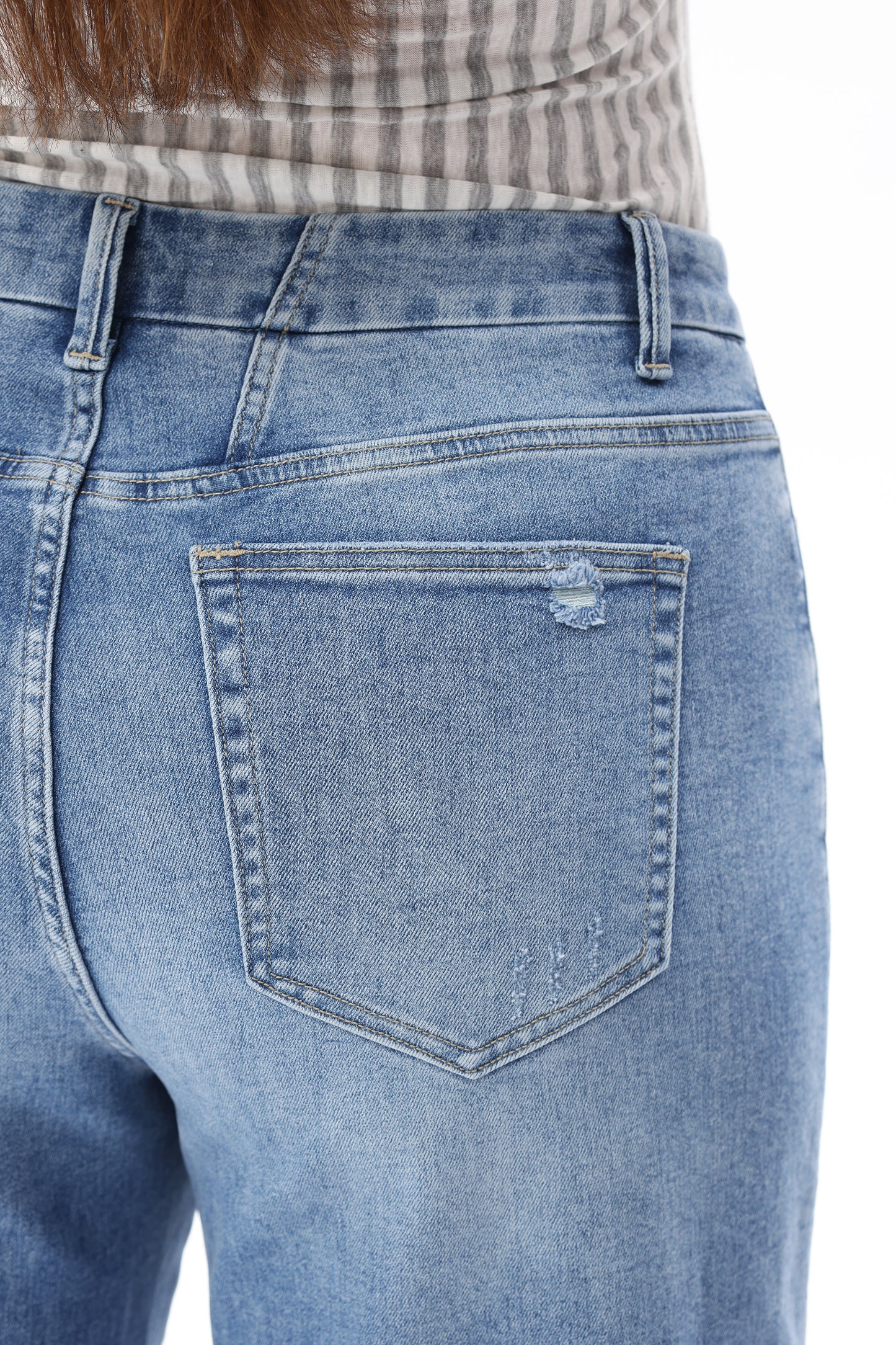 MID RISE WIDE LEG JEANS RAW HEM VINTAGE DENIM OSW8019-P