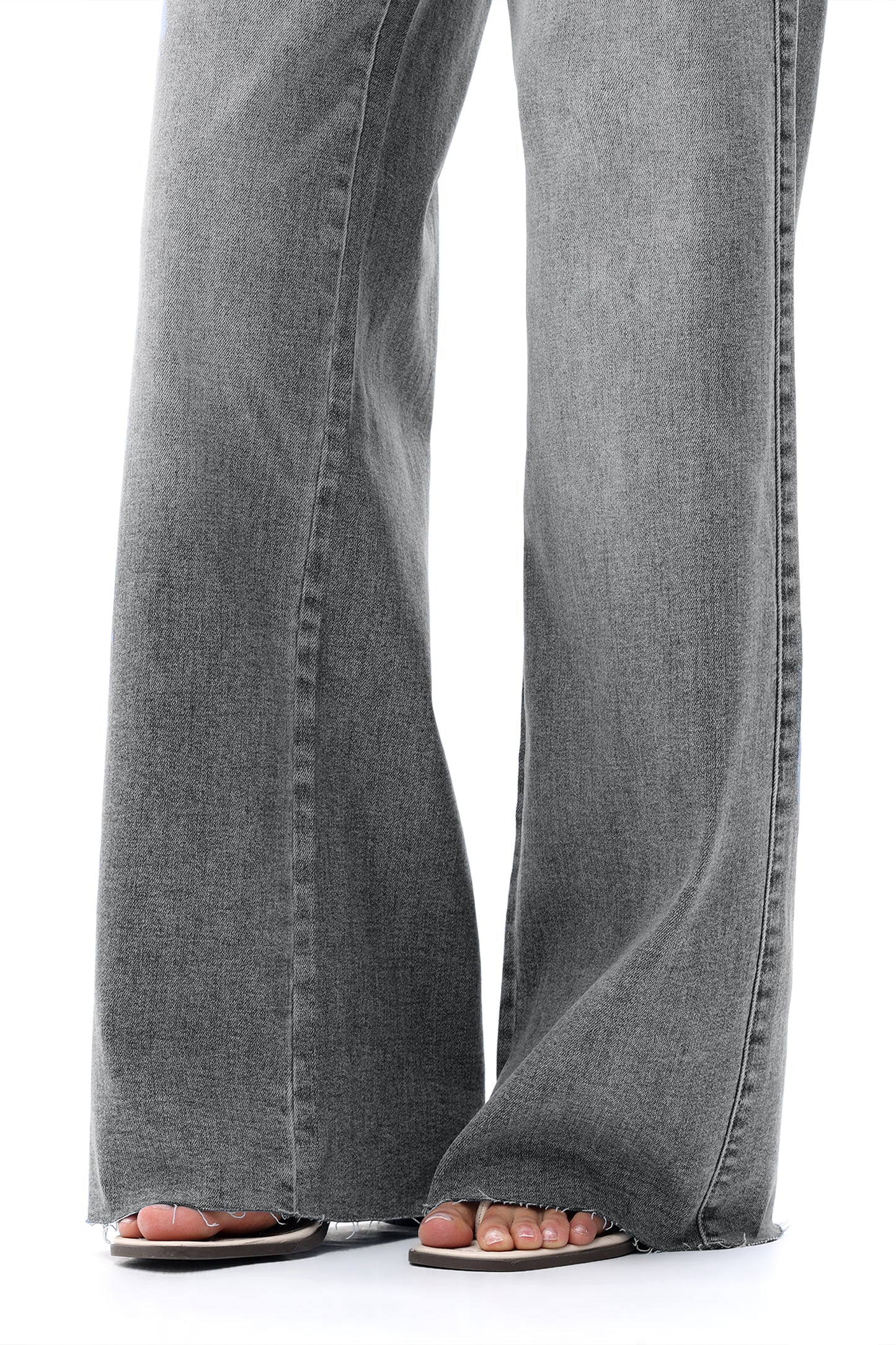 Mid Rise Wide Leg Jeans Raw Hem Vintage Denim OSW8019