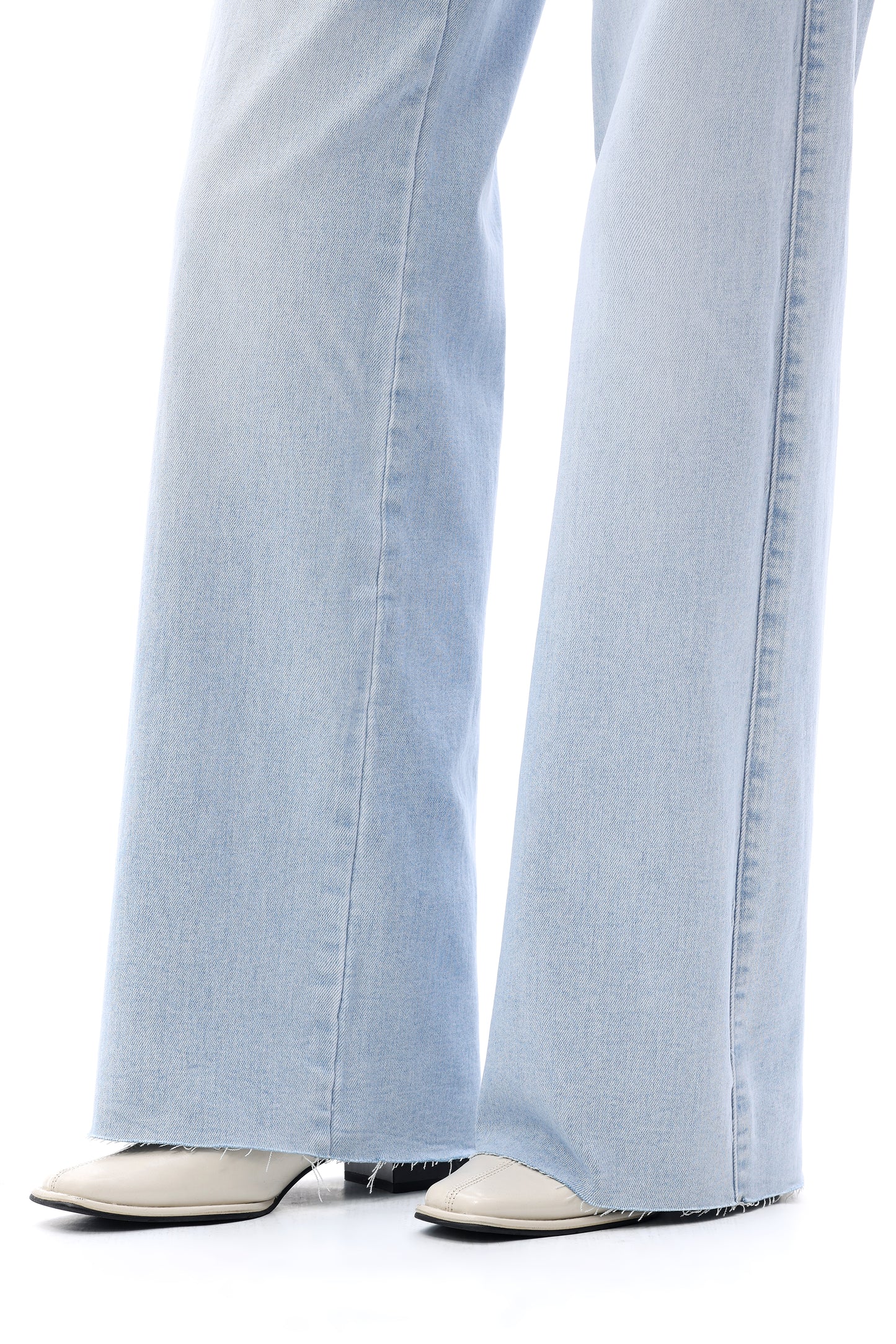 MID RISE WIDE LEG JEANS RAW HEM VINTAGE DENIM OSW8019-P