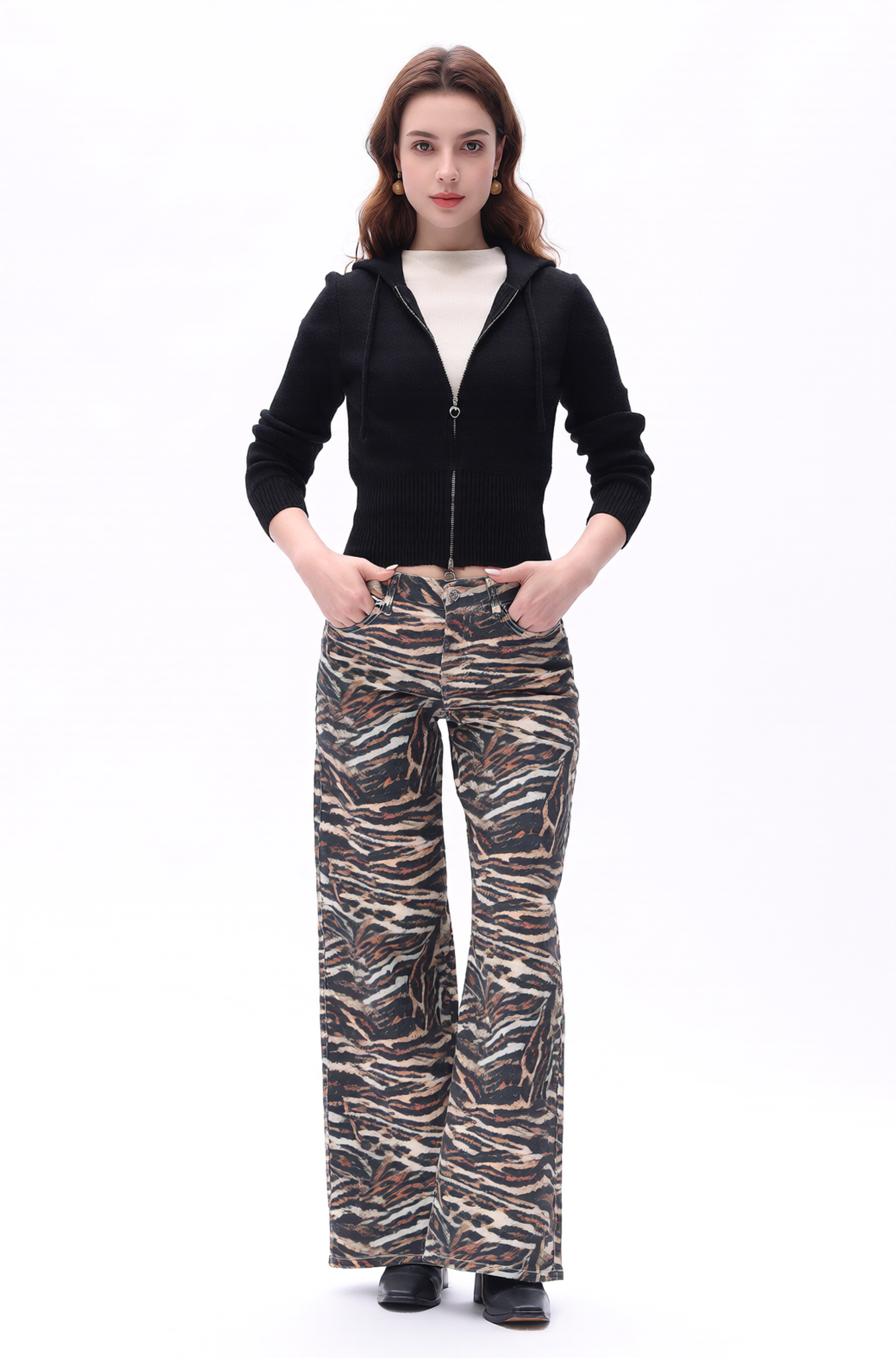 Mid Rise Wide Leg Jeans Raw Hem Vintage Denim OSW8019