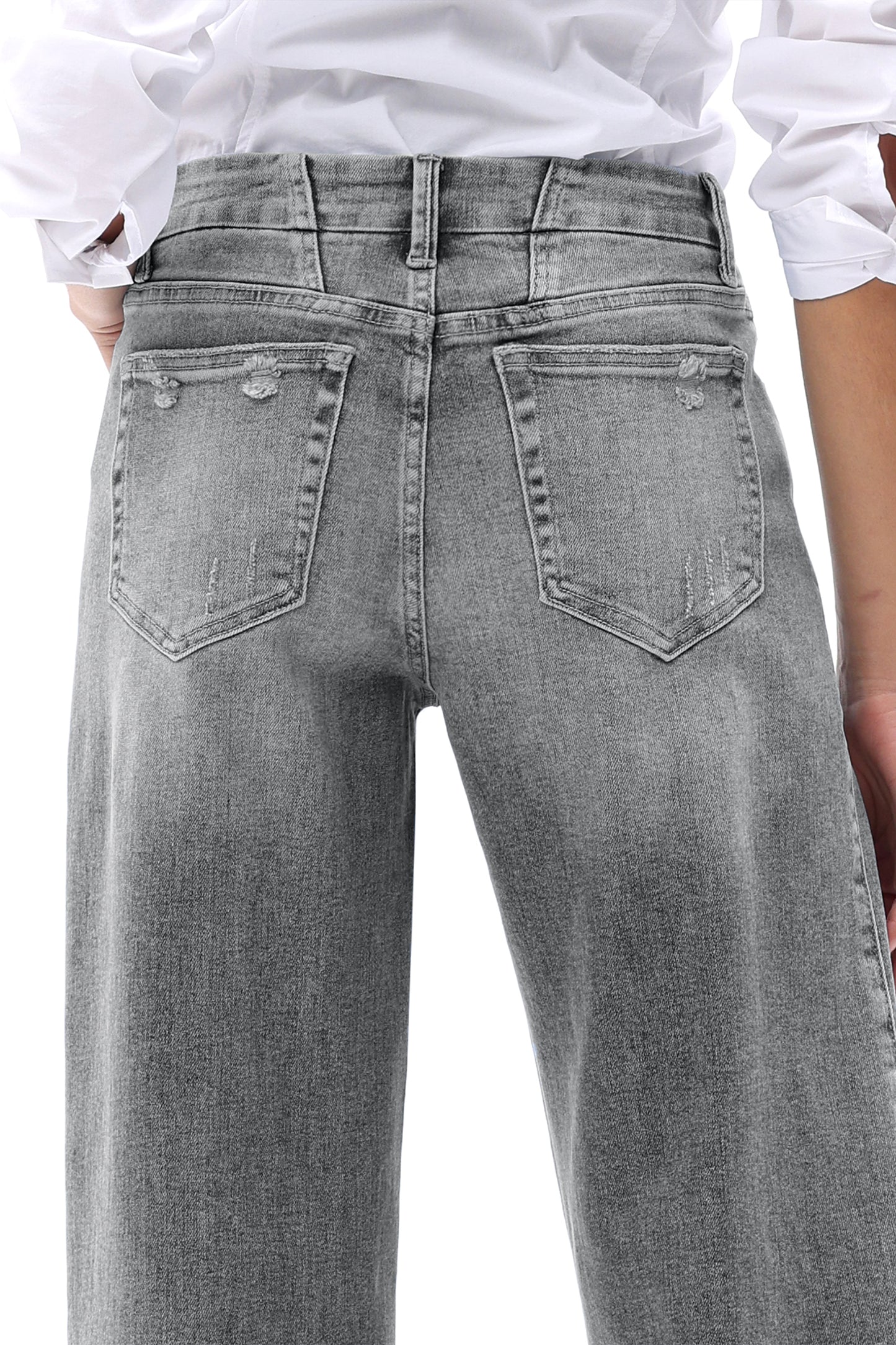 Mid Rise Wide Leg Jeans Raw Hem Vintage Denim OSW8019