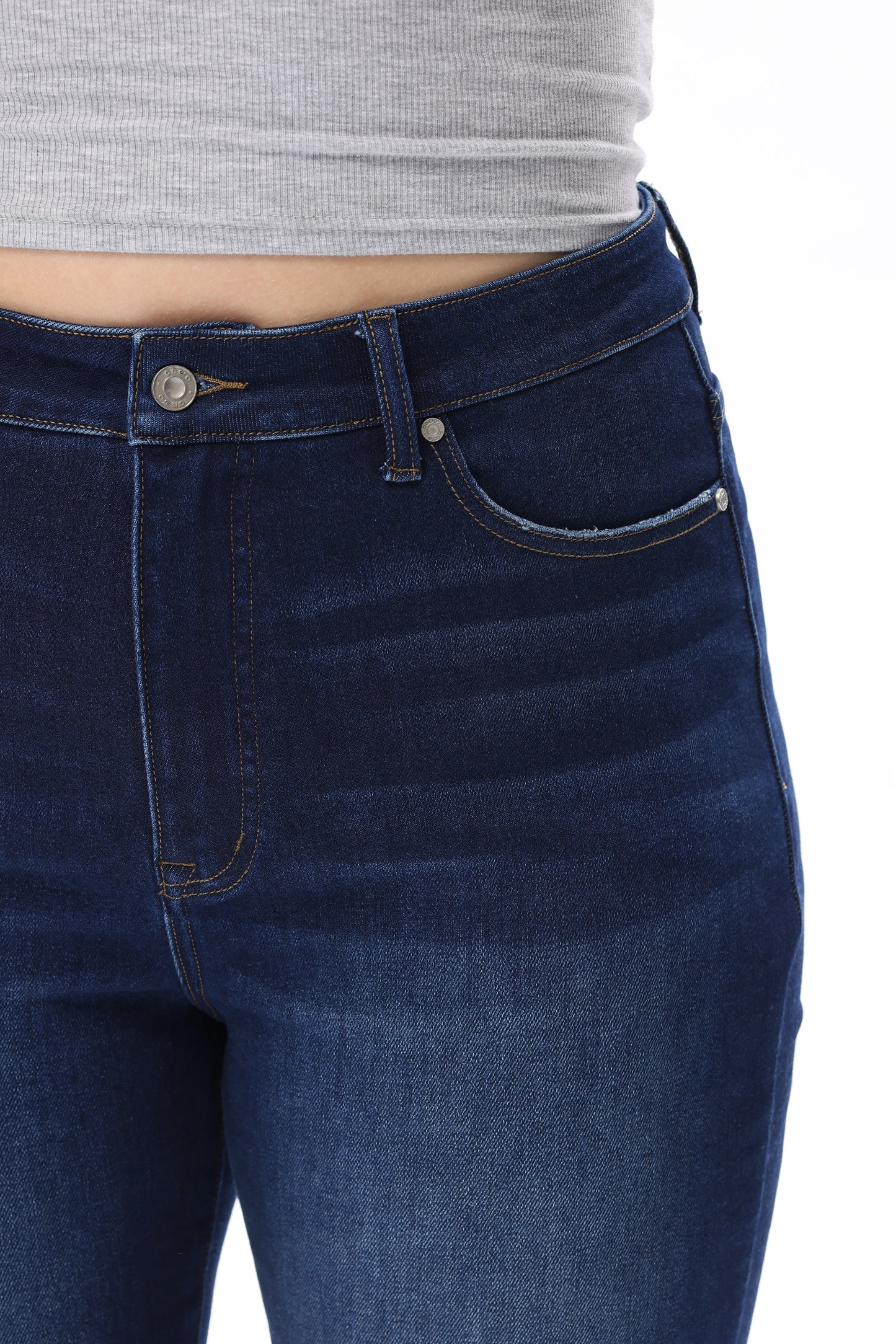 Plus Size High Rise Bootcut Raw Hem Denim Jeans OSF1137-P