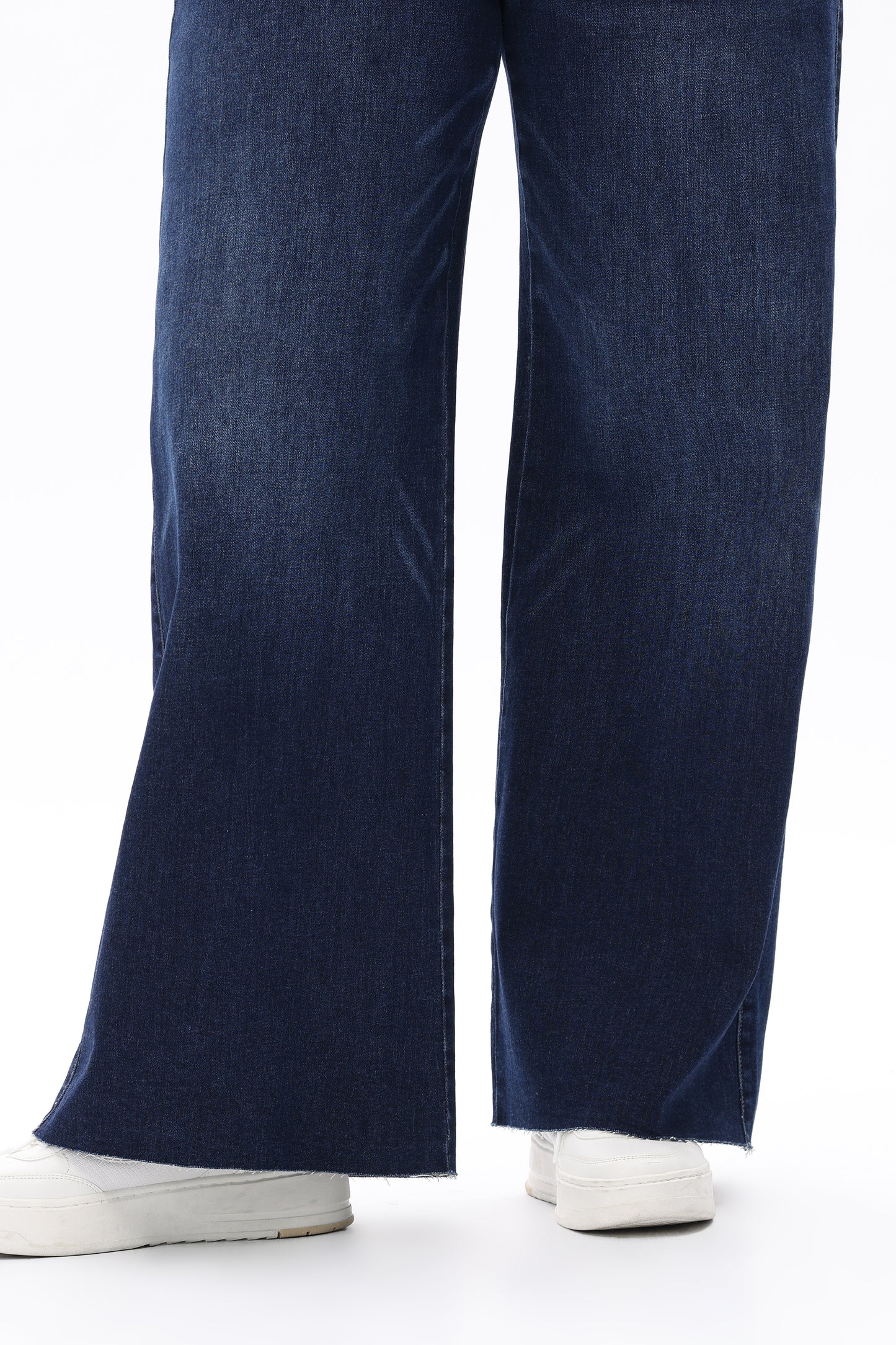 MID RISE WIDE LEG JEANS RAW HEM VINTAGE DENIM OSW8019-P