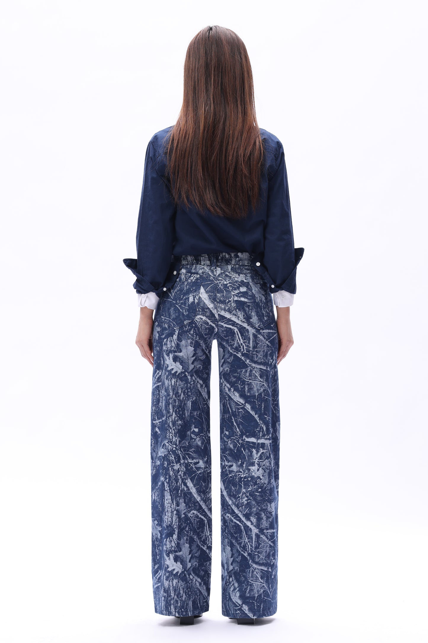 Mid Rise Wide Leg Jeans Raw Hem Vintage Denim OSW8019