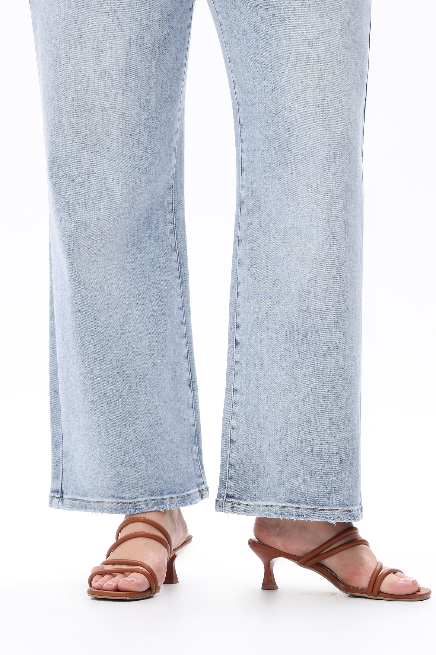 Plus Size High Rise Straight Jeans Front Patch Pockets OST5023-P