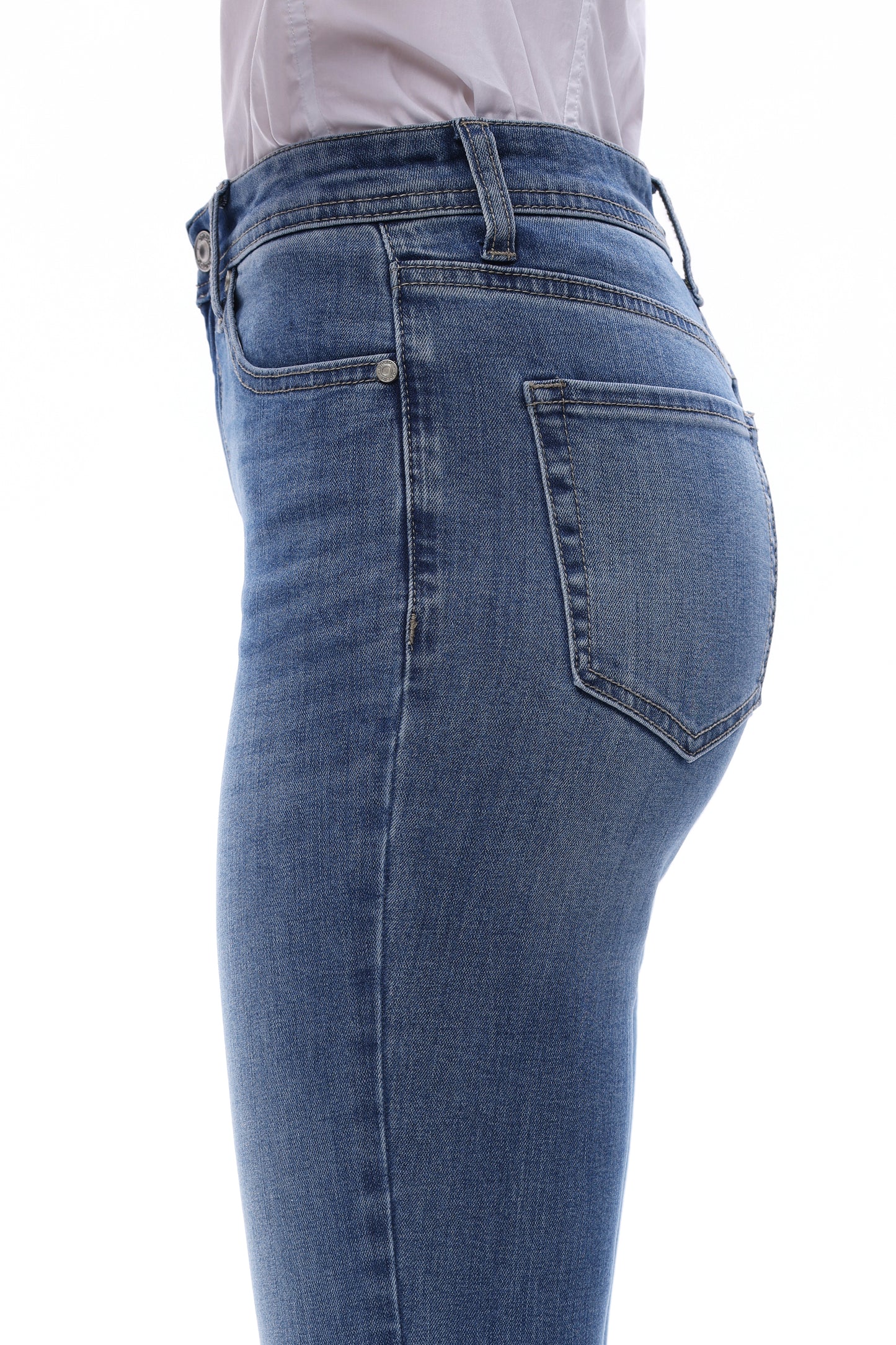 MID RISE BOOTCUT ANKLE DENIM JEANS OSF1138 MDEIUM BLUE