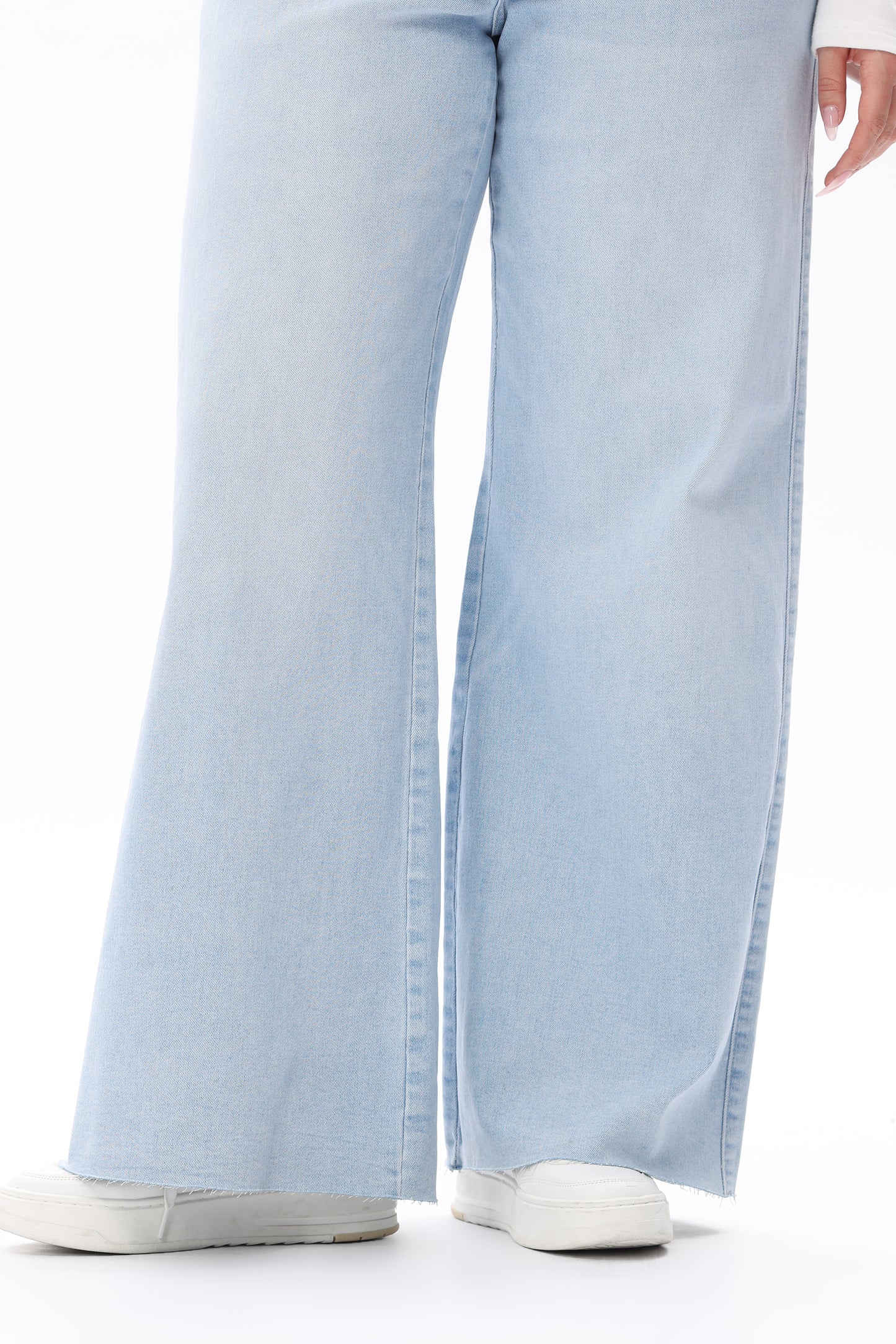 MID RISE WIDE LEG JEANS RAW HEM VINTAGE DENIM OSW8019-P