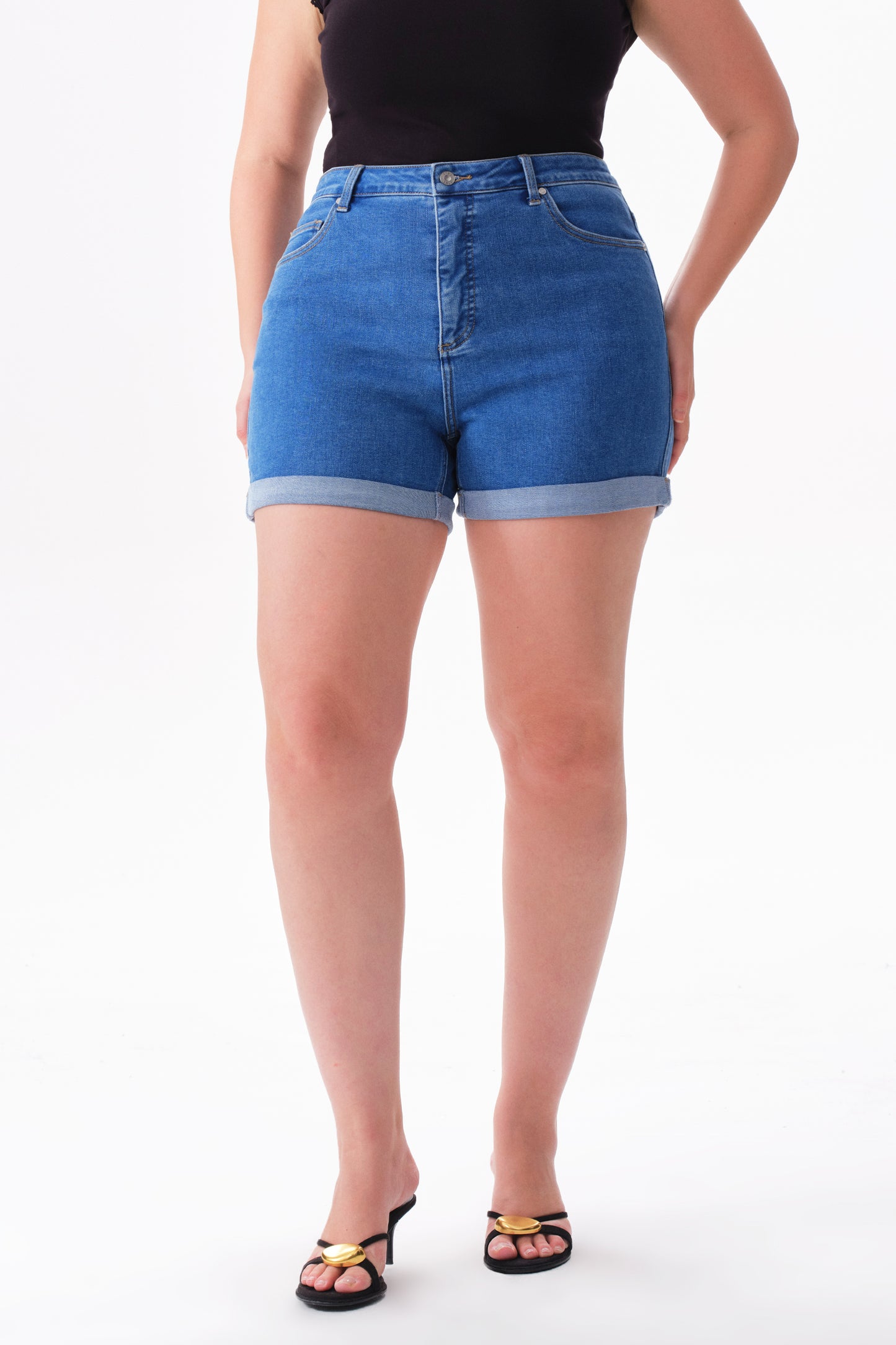 Plus High Rise Denim Shorts OSH6004-P