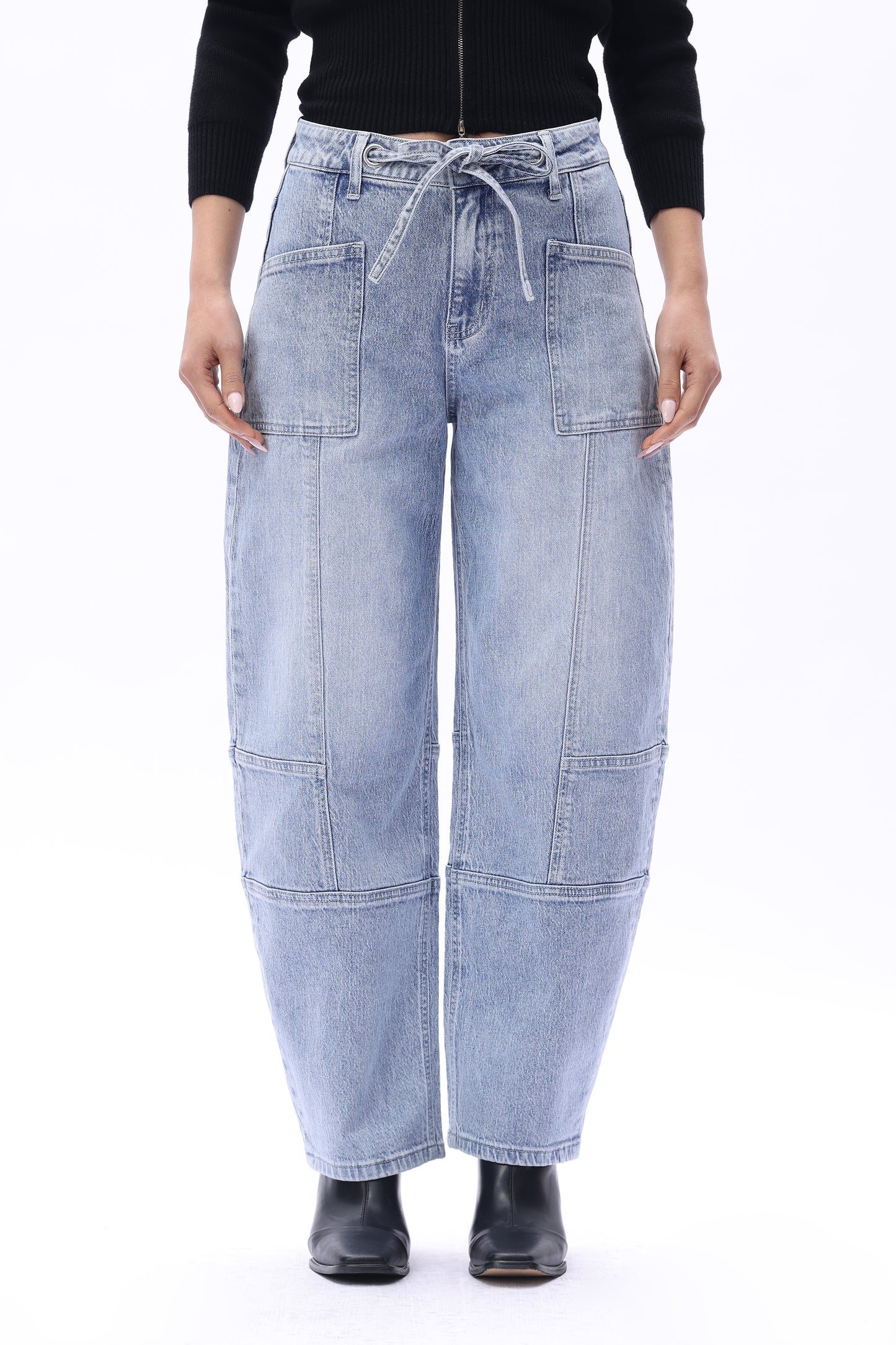Mid Rise Relaxed Barrel Denim Jeans OSOX0001